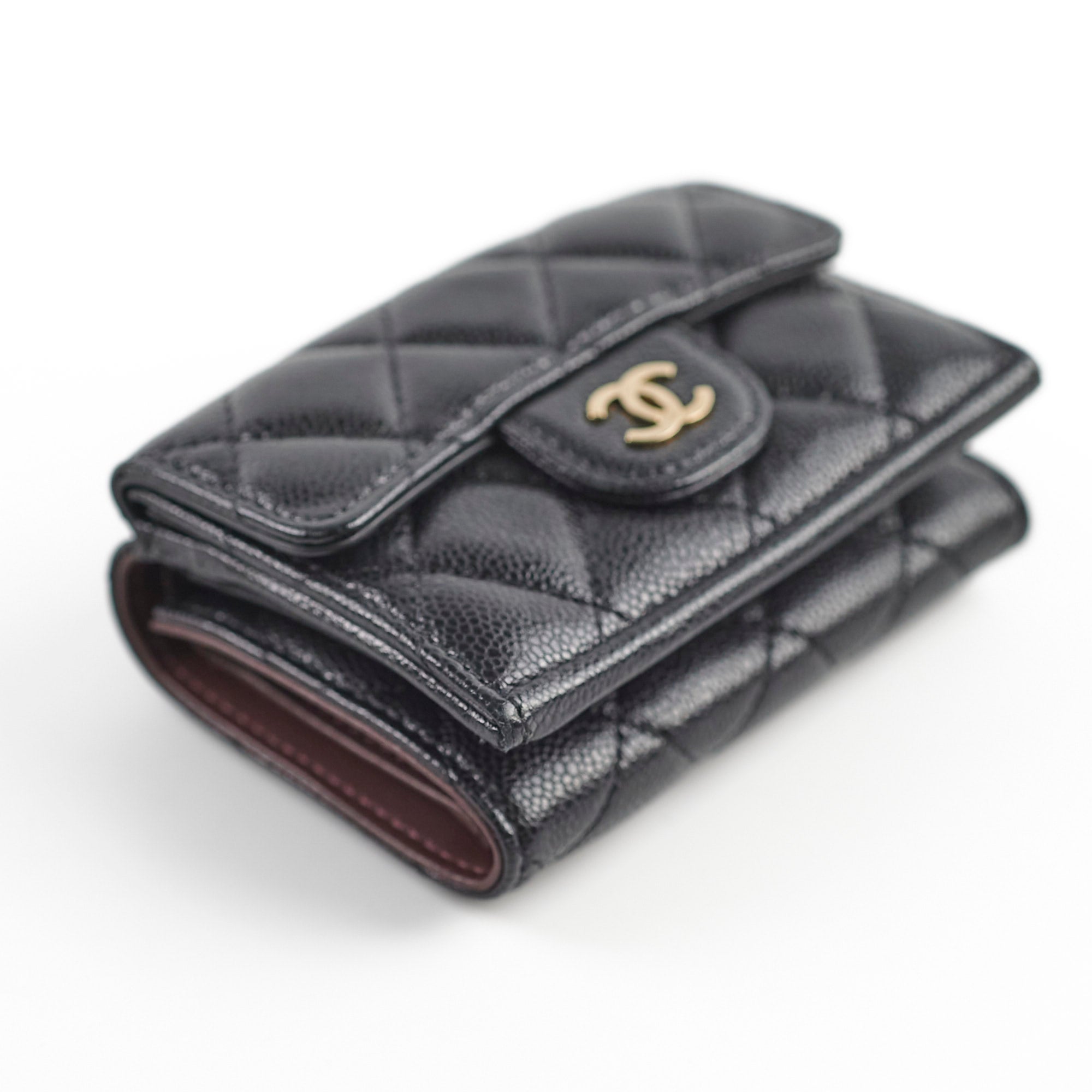 Chanel Caviar Leather Tri-Fold Wallet for Women - Black Luxury Designer Wallet for Everyday Use & Special Occasions
