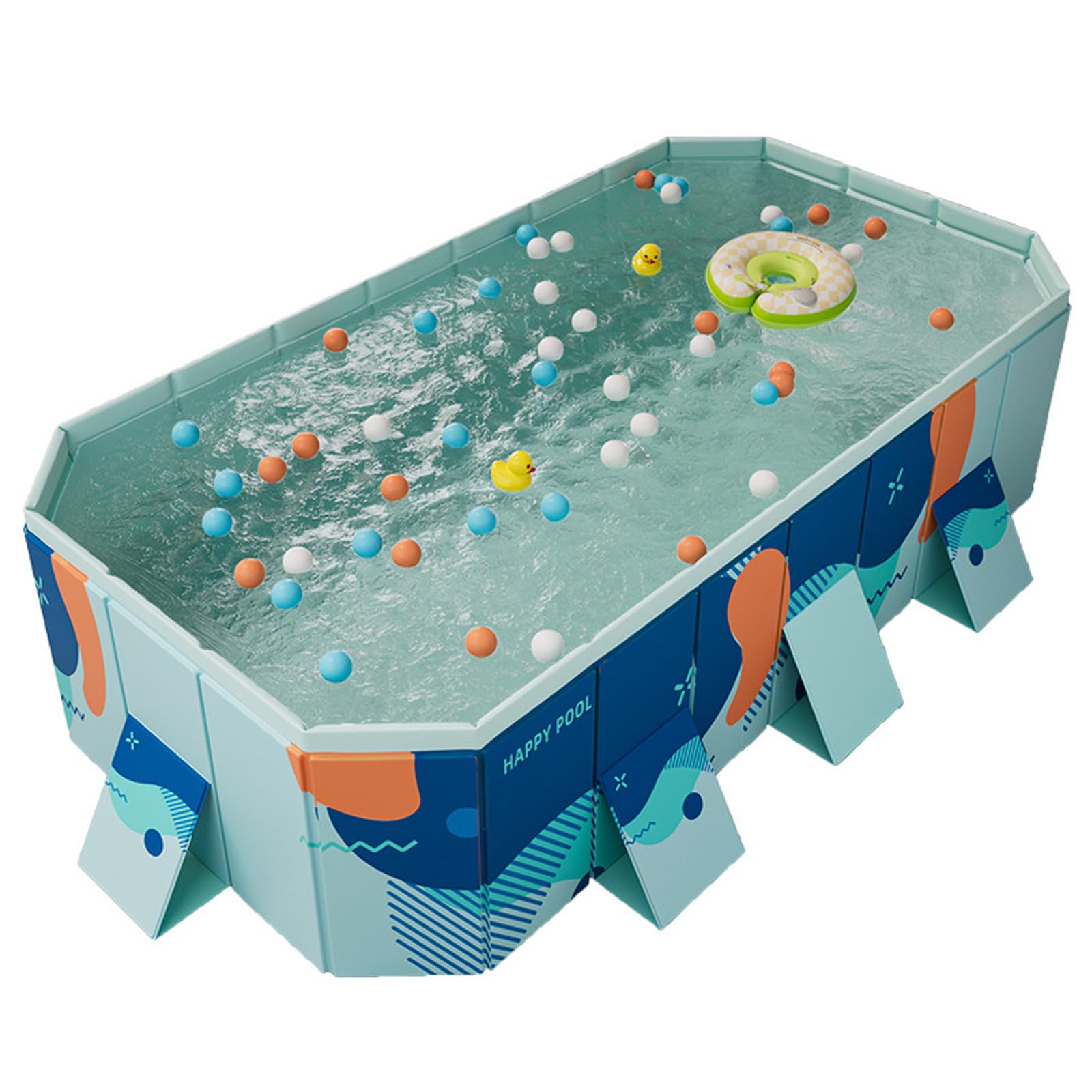Foldable Hard Plastic Rectangle Swimming Pool for Adults & Family - Portable Non-Inflatable Collapsible Backyard Pool for Pets & Dogs (Light Green, 295cm) - Perfect for Outdoor Relaxation, Summer Fun, and Pet Playtime