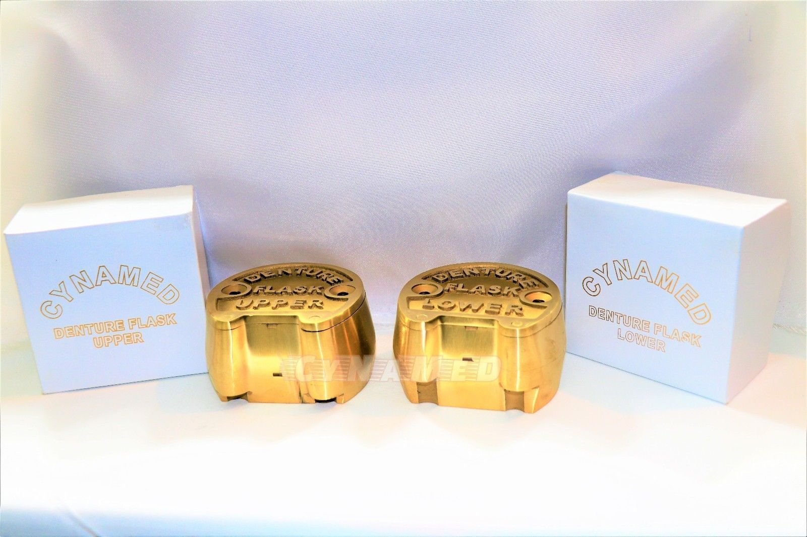 Dental Lab Spring Press with Two Flask Original Brass - 3 Piece Set for Crown & Bridge Work | CYNAMED | Perfect for Dental Technicians & Prosthodontics