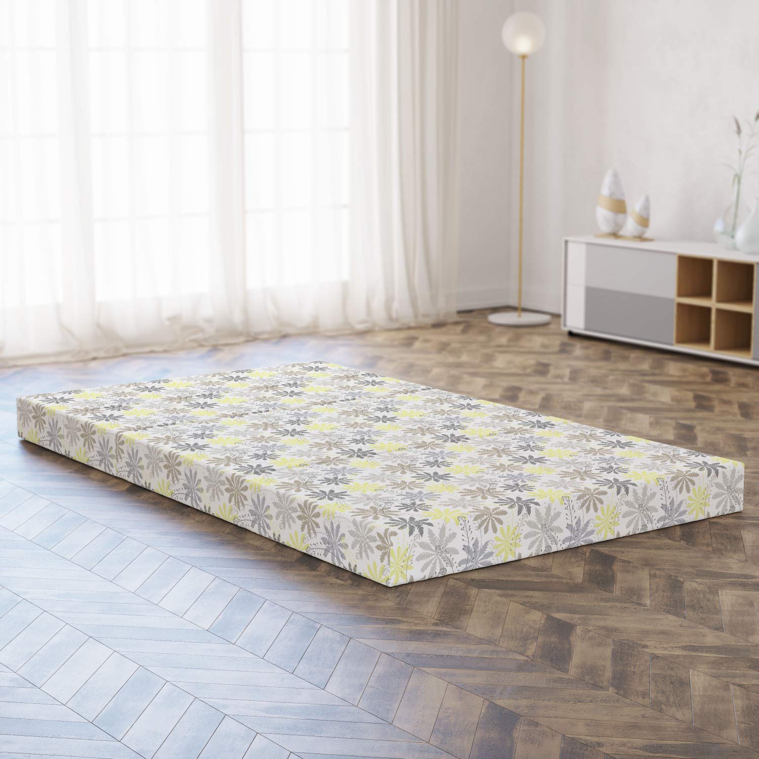 Ambesonne Floral Foldable Mattress - Shepherd's Purse Pattern - 78.7