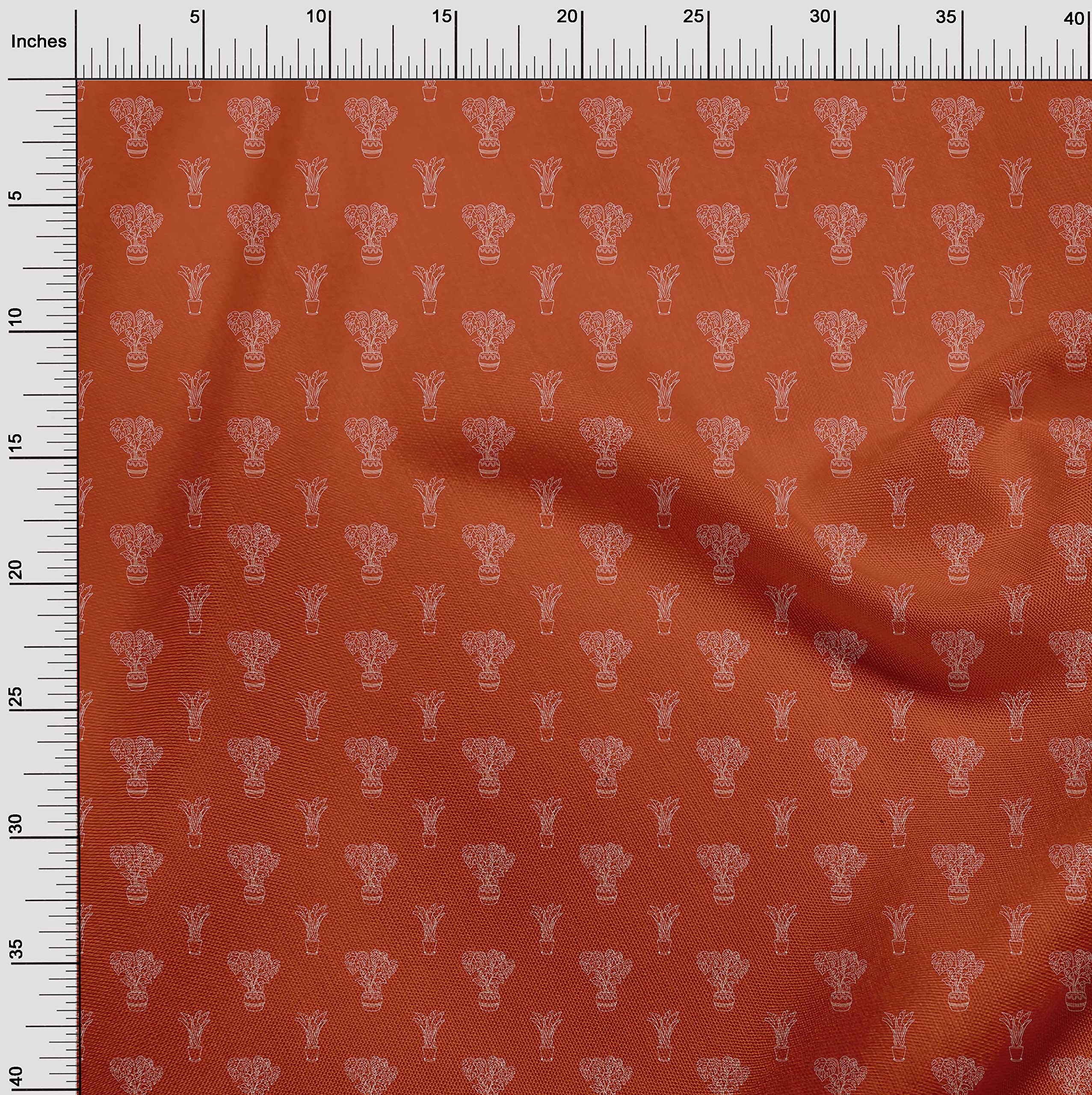 Premium 100% Cotton Jersey Orange Fabric for House Plants, DIY Craft Projects, Home Decor - Printed by The Yard, 58 Inch Wide - Perfect for Sewing, Quilting, and Upholstery