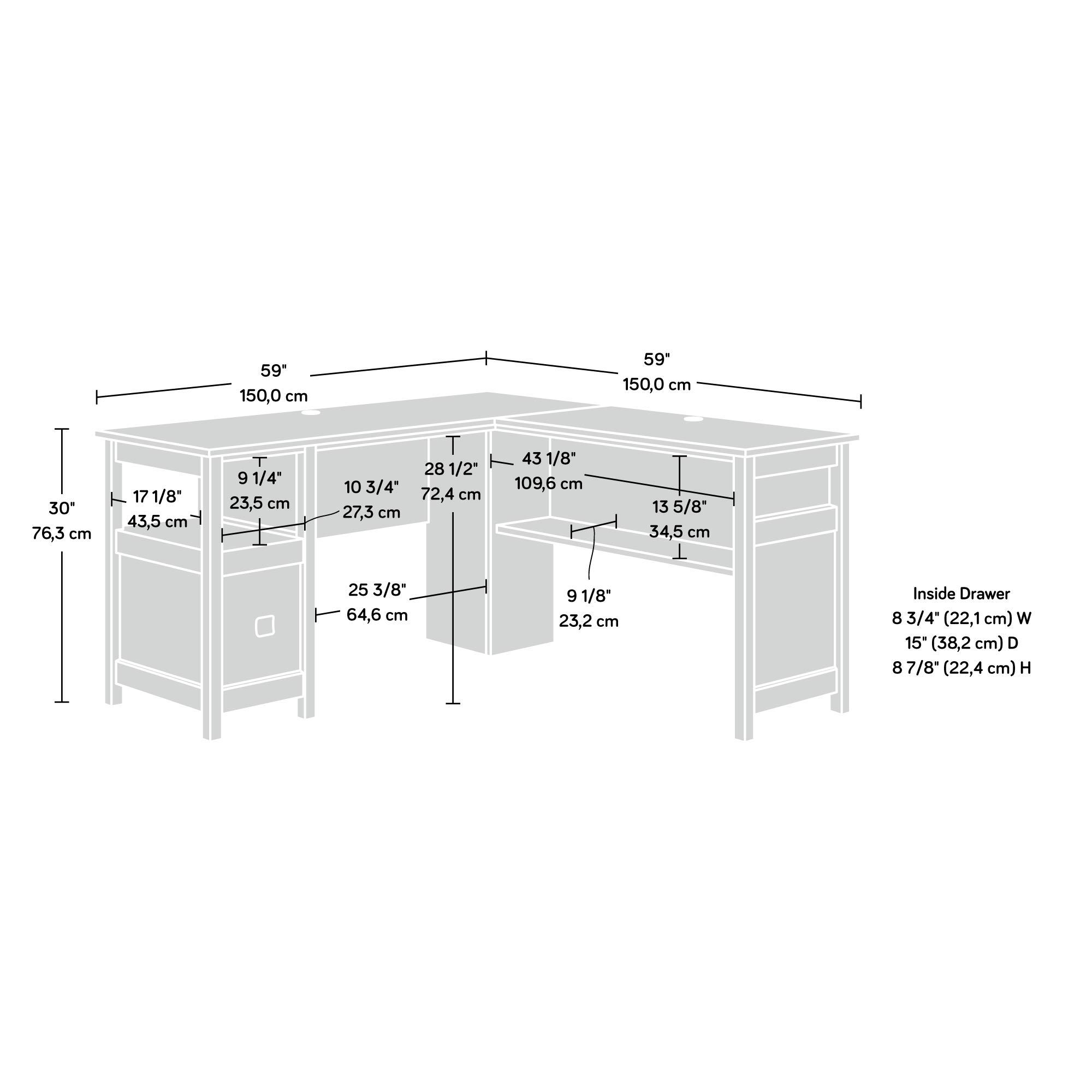 Sauder Cannery Bridge L-Shaped Office Desk with Storage Drawer & Shelf - Sindoori Mango Finish - Perfect for Home Office, Study Room & Small Workspaces