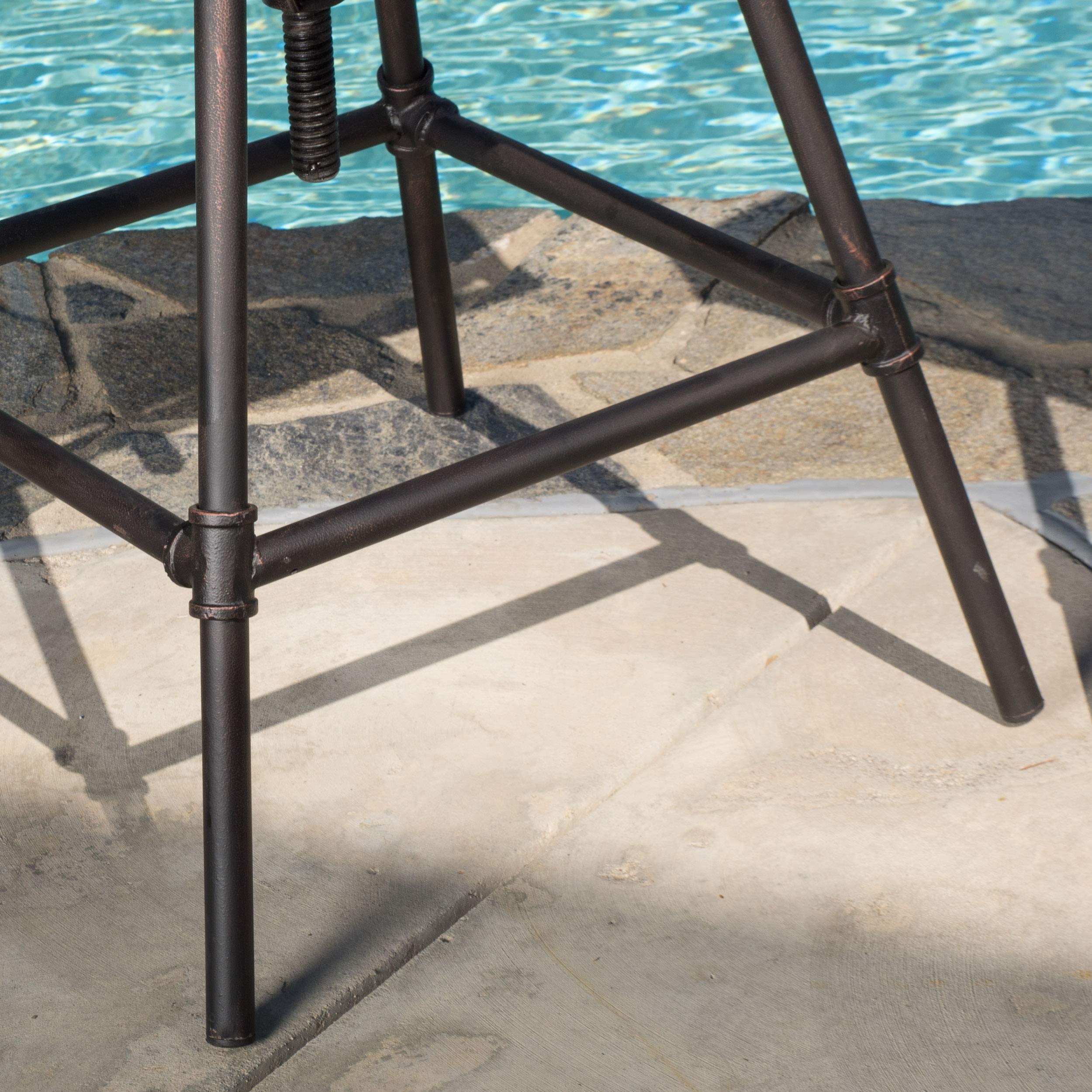 Christopher Knight Home Northrup Pipe Outdoor Adjustable Barstool, Black Copper - Patio, Deck, Garden & Poolside Bar Height Stool for Outdoor Entertaining