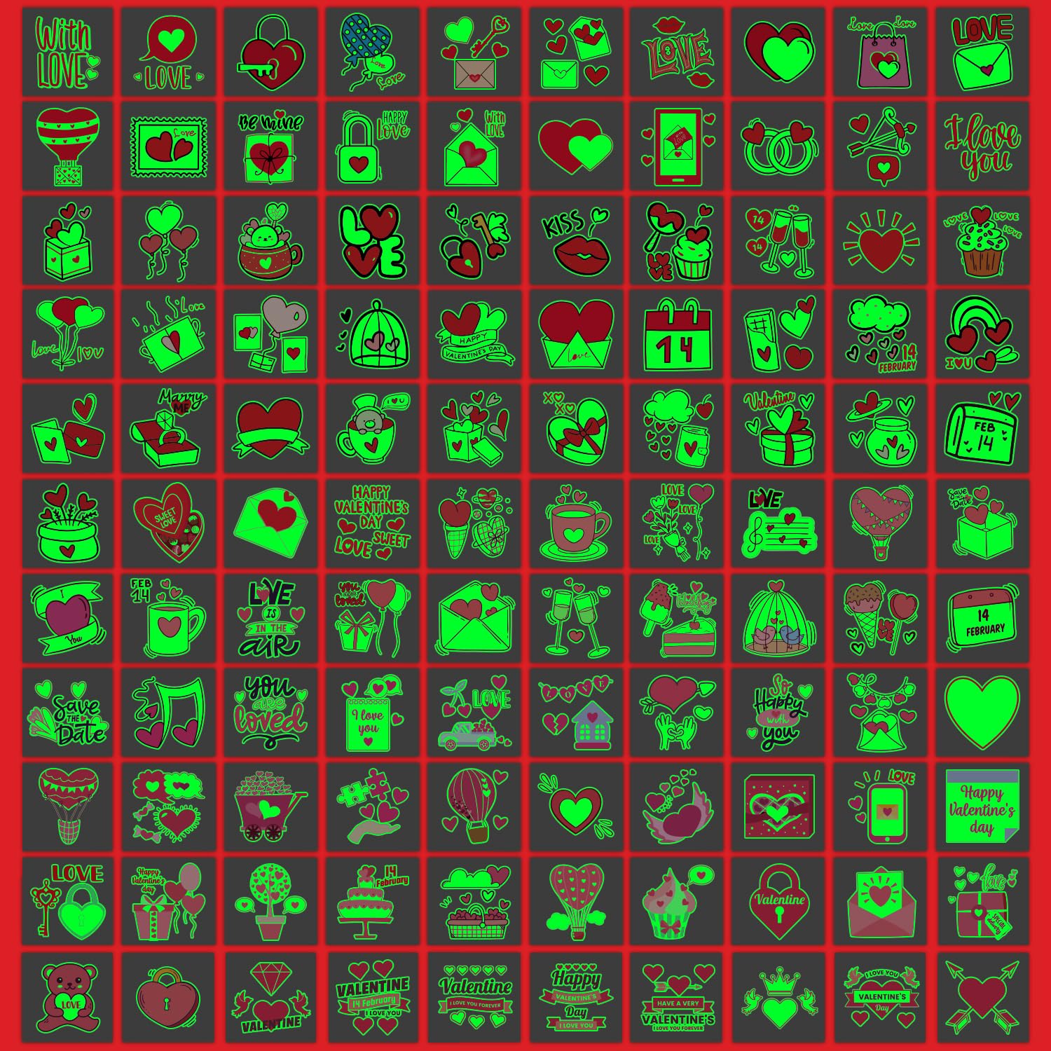 204-Piece Glow in the Dark Valentine's Day Temporary Tattoos for Kids - Individually Wrapped Heart Stickers for Party Favors, Classroom Prizes, Games & Decorations - Perfect for Valentine's Parties, School Events & Gift Exchanges