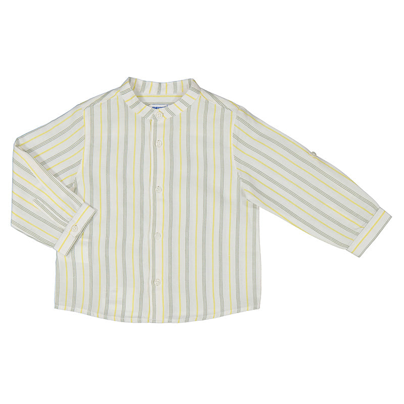 Mayoral Linen Long Sleeve Mao Collar Shirt for Men - Comfortable & Breathable Summer Casual Wear - Perfect for Office, Travel, and Outdoor Activities