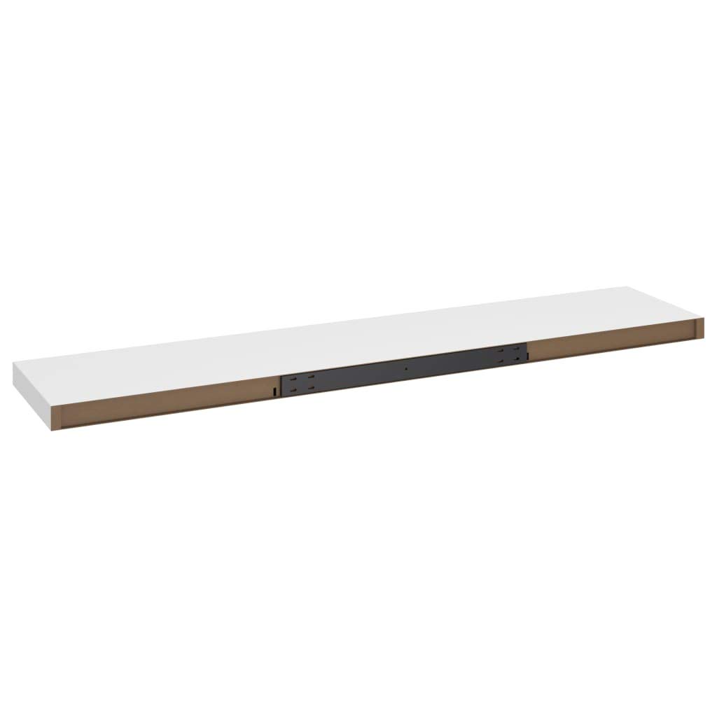Modern Floating Wall Shelf Set - White MDF Wall Mounted Display & Storage Shelves (47.2