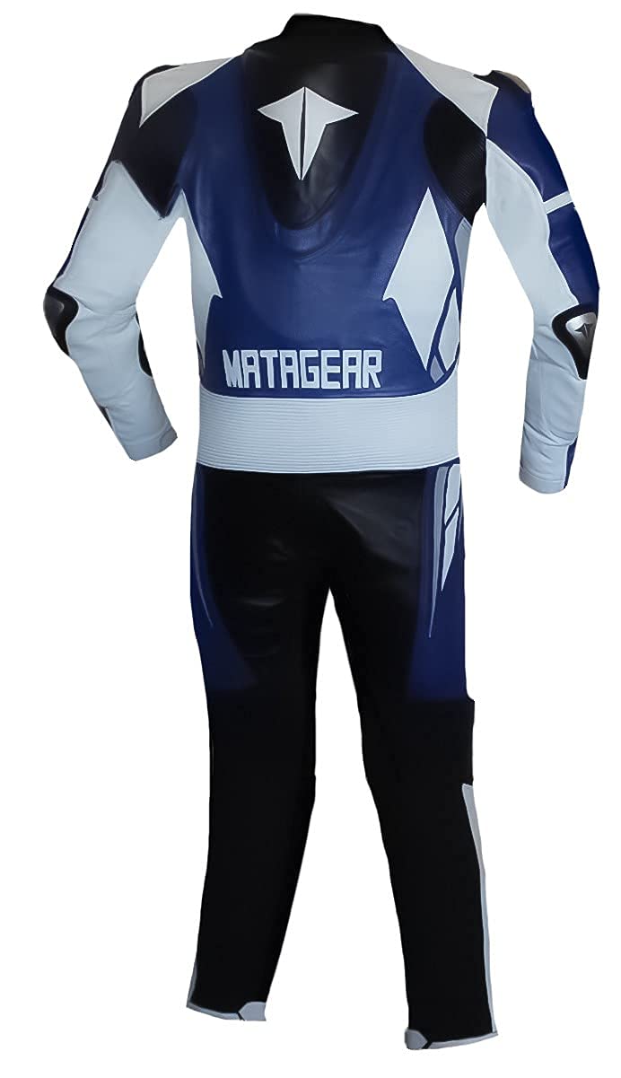 CE Approved Ballistic One Piece Motorcycle Racing Suit - Blue Leather Track Suit with Full Protection (Size S) | Perfect for Track Racing, Motorcycle Enthusiasts & High-Speed Riding