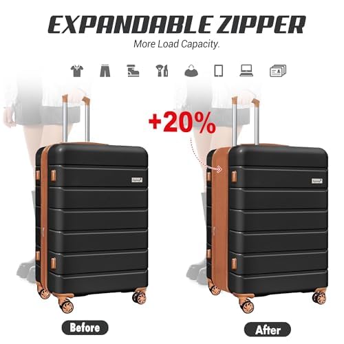 SmileLine 3-Piece Lightweight Hardside Luggage Set with TSA Lock & Spinner Wheels - 20