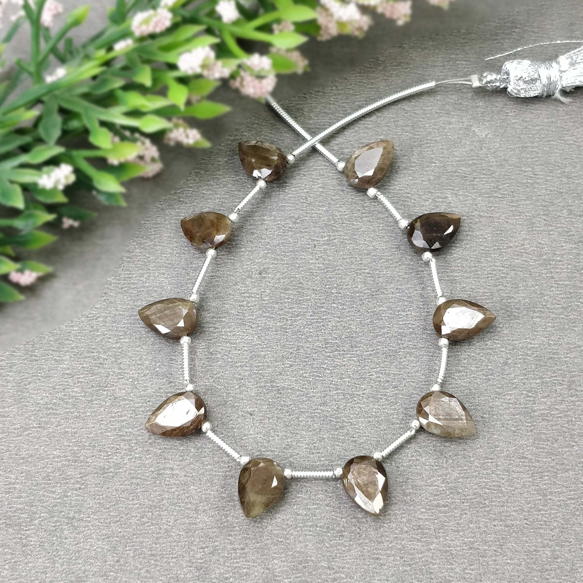 Natural Unheated Golden Brown Chocolate Sapphire Gemstone Loose Beads - 27.00cts Pear Shape Faceted Beads 10x7mm for Jewelry Making, DIY Crafts & Beading Projects