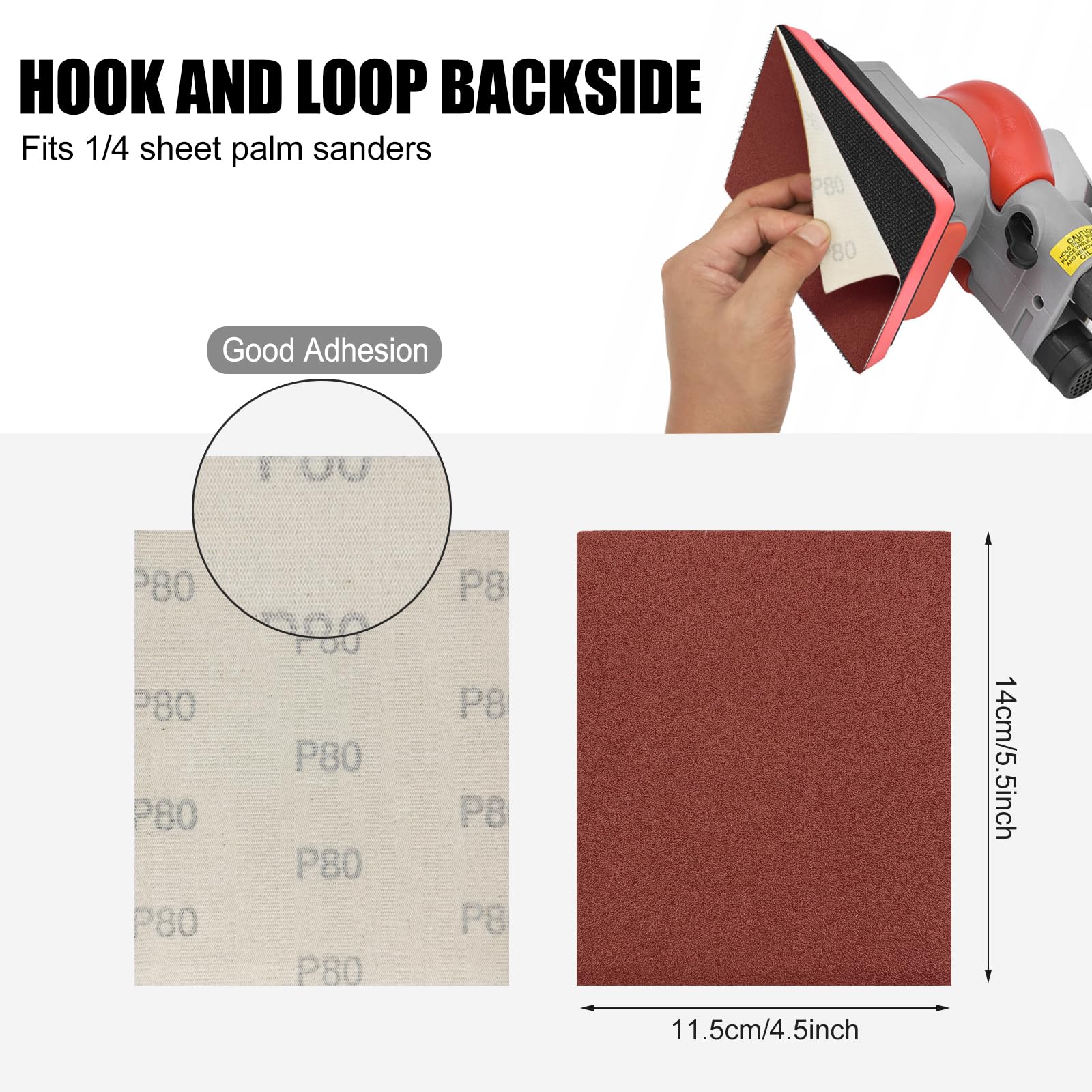 1/4 Sheet Palm Sander Sandpaper, 50-Piece Sandpaper Variety Pack (60-1000 Grit) - 5.5