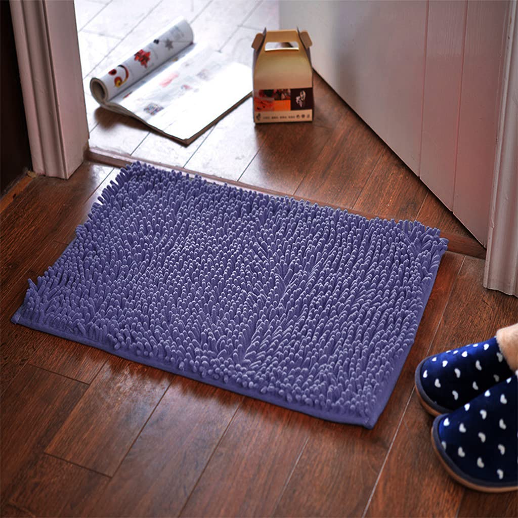 Soft Chenille Bathroom Rugs 16x24 Inches - Super Absorbent Non-Slip Shaggy Bath Mat for Tub, Shower & Bathroom Floors | Machine Washable, Extra Thick & Plush - Perfect for Cozy Bathroom Decor & Wet Area Safety