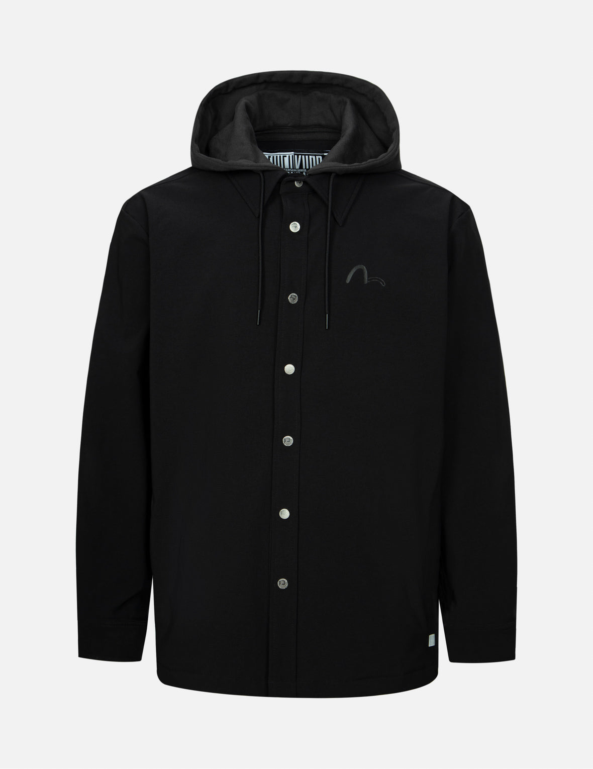 Stylish Logo & Kamon Print Regular Fit Shirt Jacket with Detachable Hood - Perfect for Casual Outings, Streetwear Fashion & Outdoor Activities