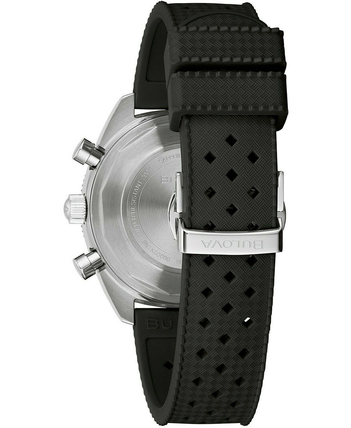 Bulova 98A252 Chronograph Archive Surfboard Men's Watch - Black Silicone Strap Waterproof Sports Watch for Surfing, Swimming & Outdoor Activities