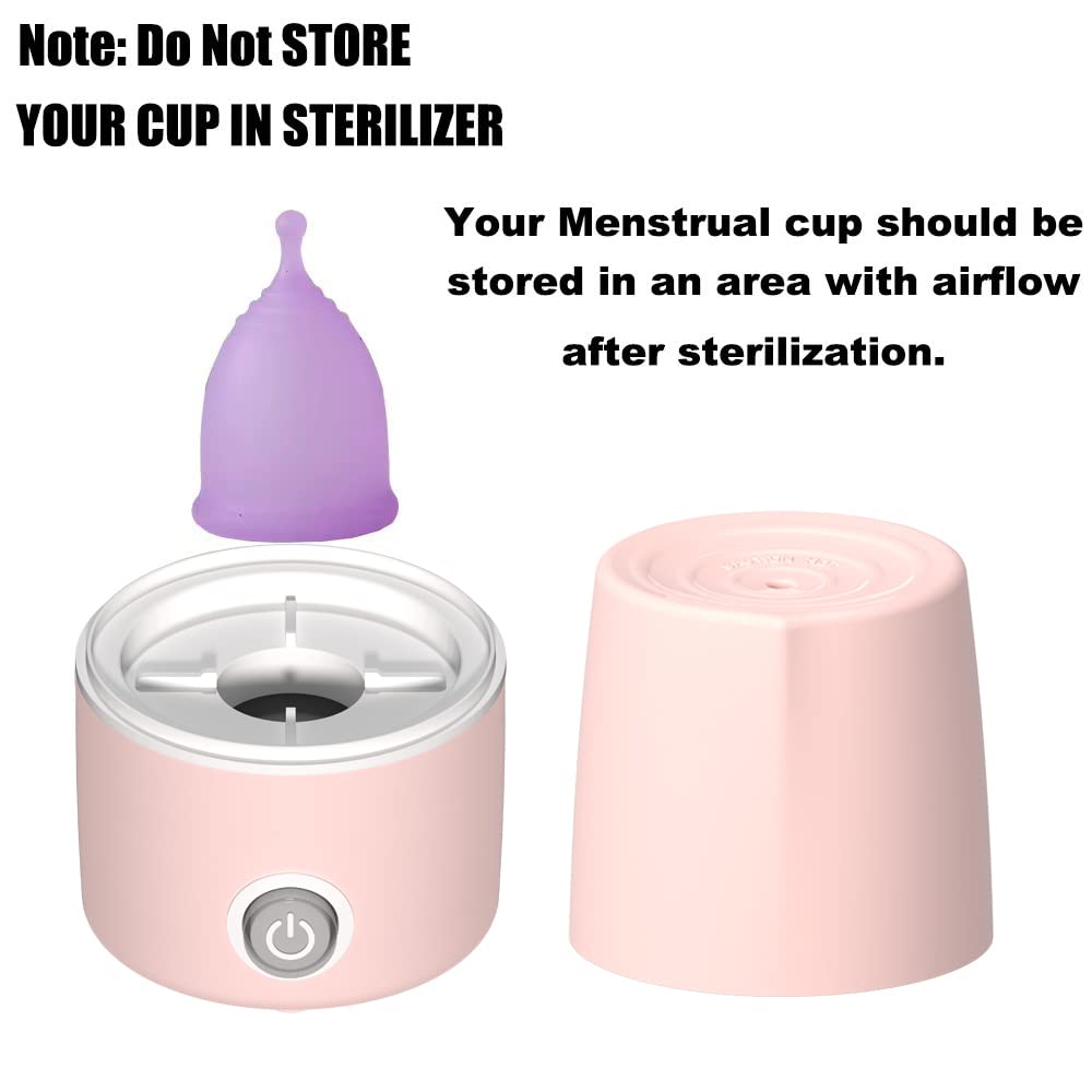 Sterilizer for Menstrual Cups - High-Temperature Steam Cleaner Machine Kills 99.9% Germs in 8 Minutes | Feminine Hygiene Product | Leak-Proof Design (Pink) | Perfect for Travel, Home & Office Use