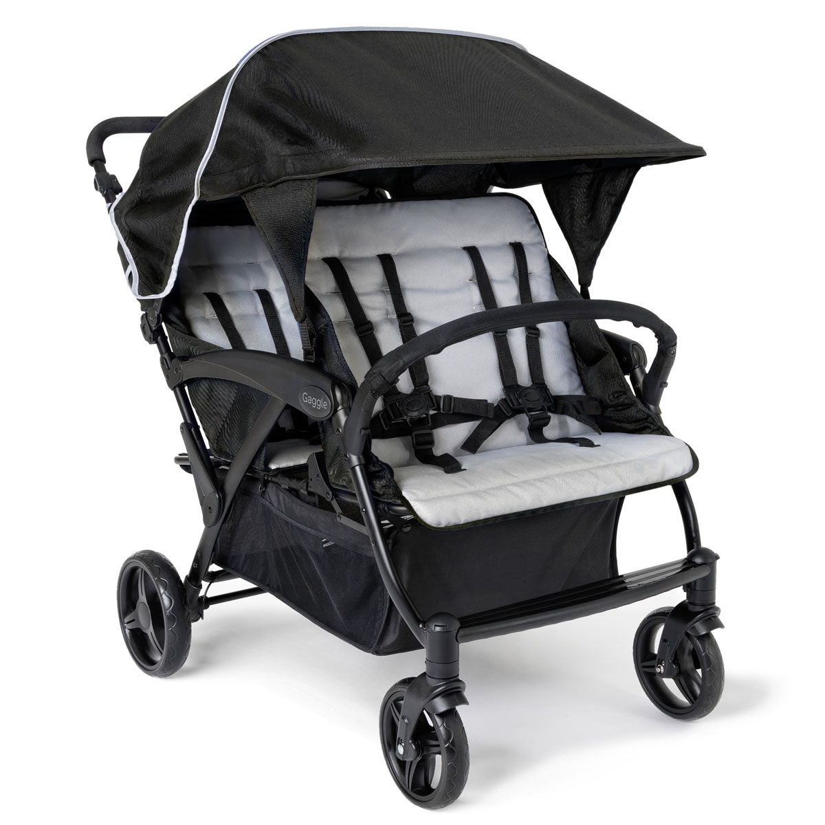 Gaggle Odyssey 4-Seat Quad Stroller - Lightweight & Durable Multi-Kids Stroller for Twins, Triplets or Siblings - Perfect for Shopping, Travel, Theme Parks & Outdoor Adventures
