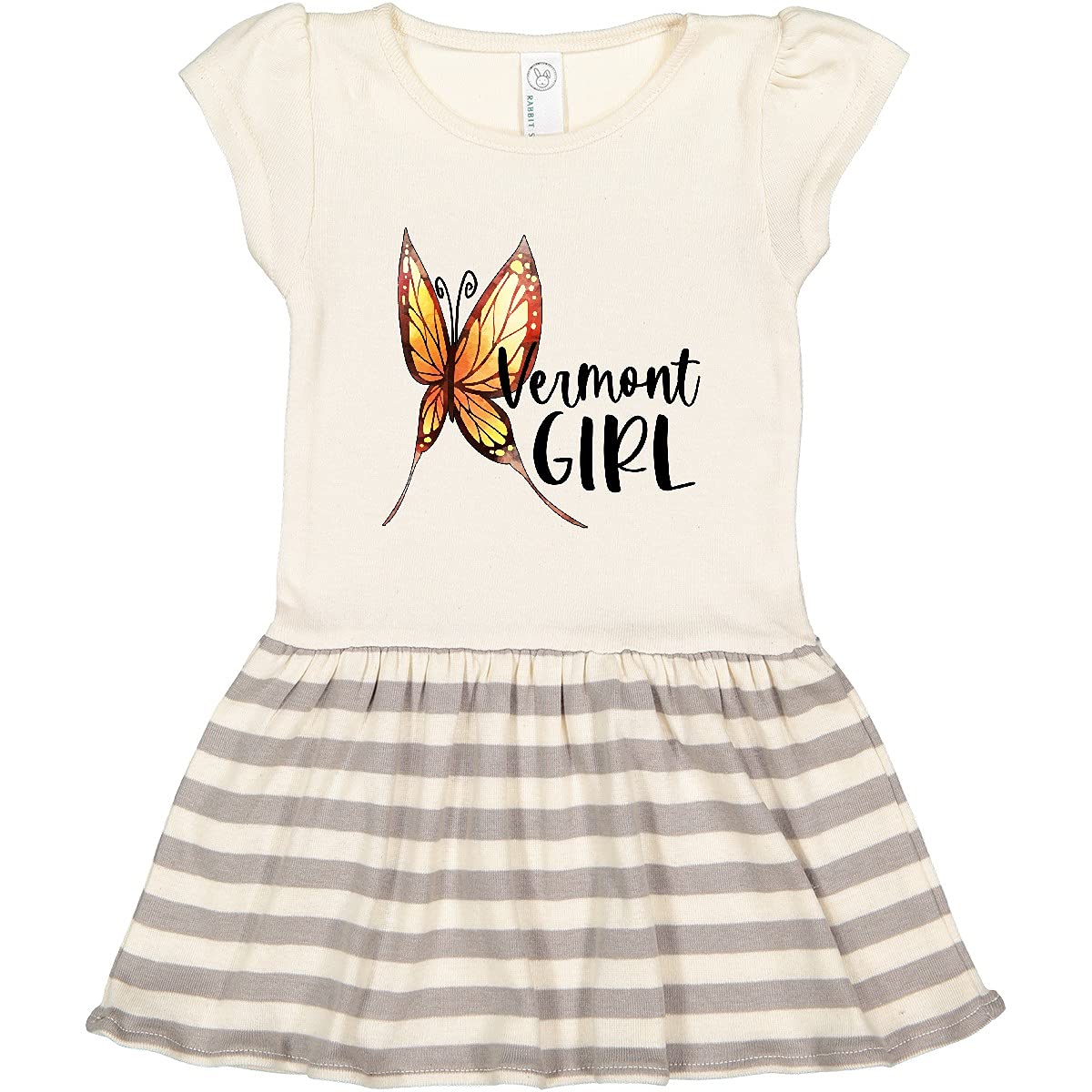 Inktastic Vermont Girl Butterfly Toddler Dress - Cute Floral Print Baby Girl Outfit for Spring & Summer Playdates, Parties & Photo Shoots