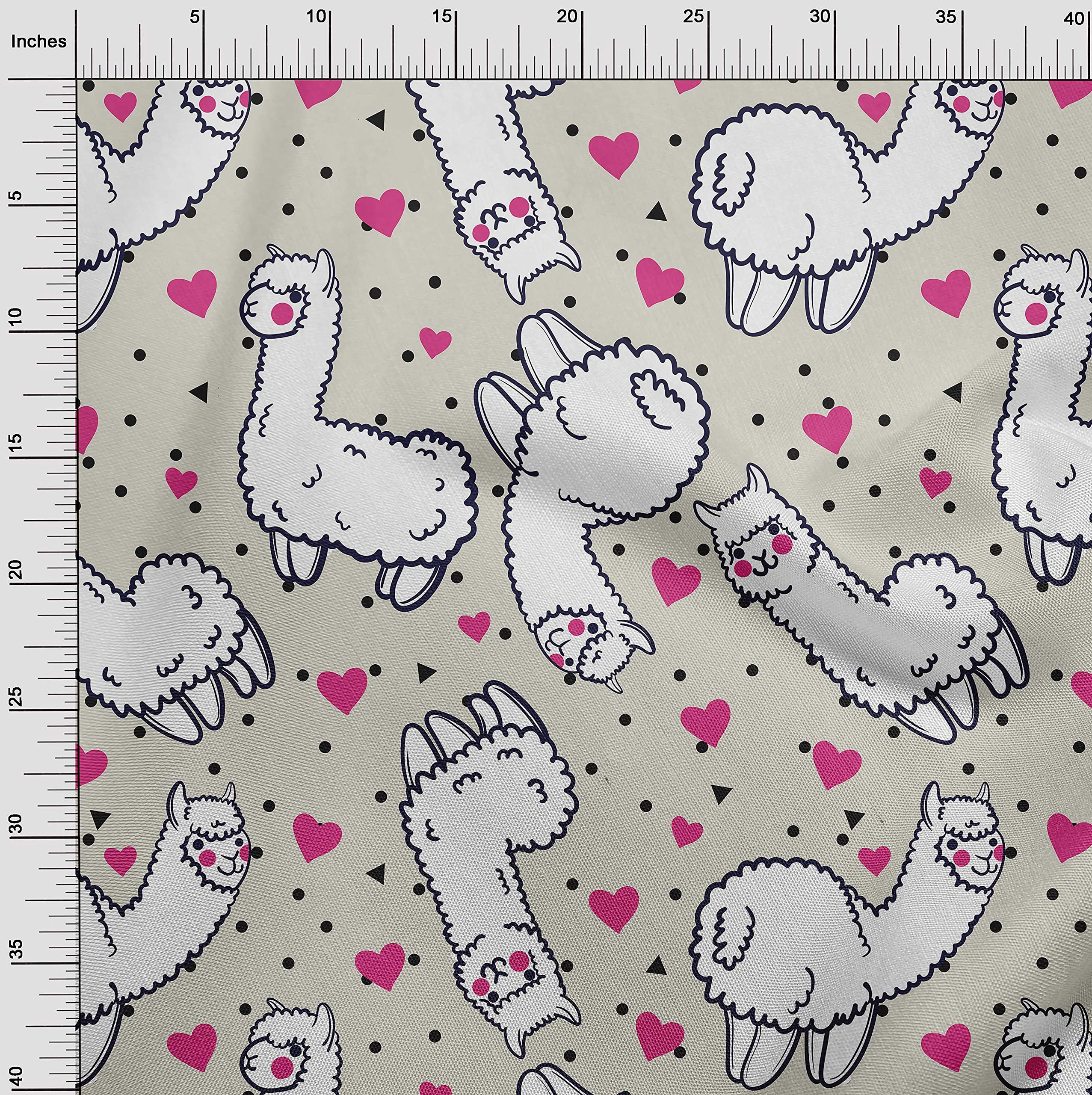 oneOone Velvet Beige Fabric for Sheep Nursery Decor & Craft Projects - 58 Inch Wide Printed Fabric by The Yard | Perfect for DIY Home Decor, Baby Room Design, and Sewing Projects