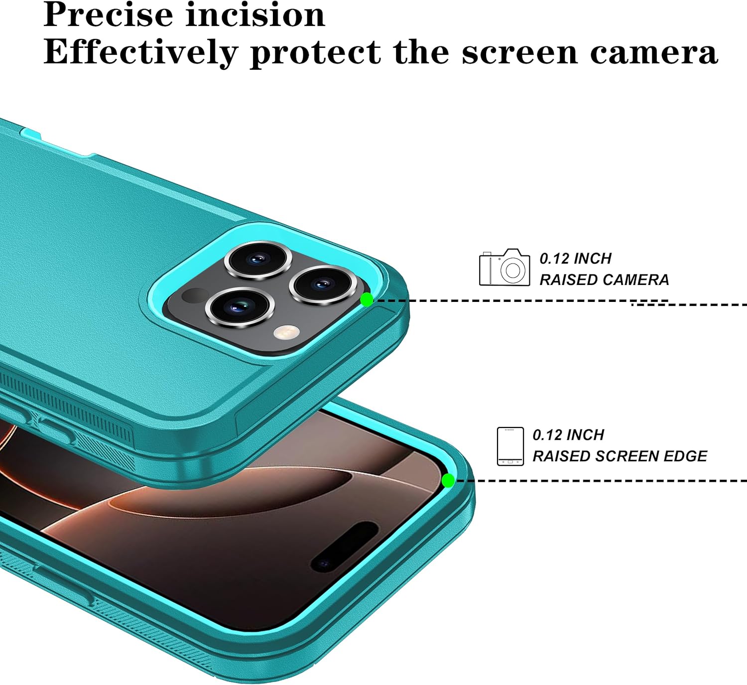 iPhone 16 Pro Case with HD Screen Protector - Heavy Duty Shockproof & Dustproof Cover in Purple & Sky Blue | Perfect for Outdoor Activities, Travel & Daily Protection