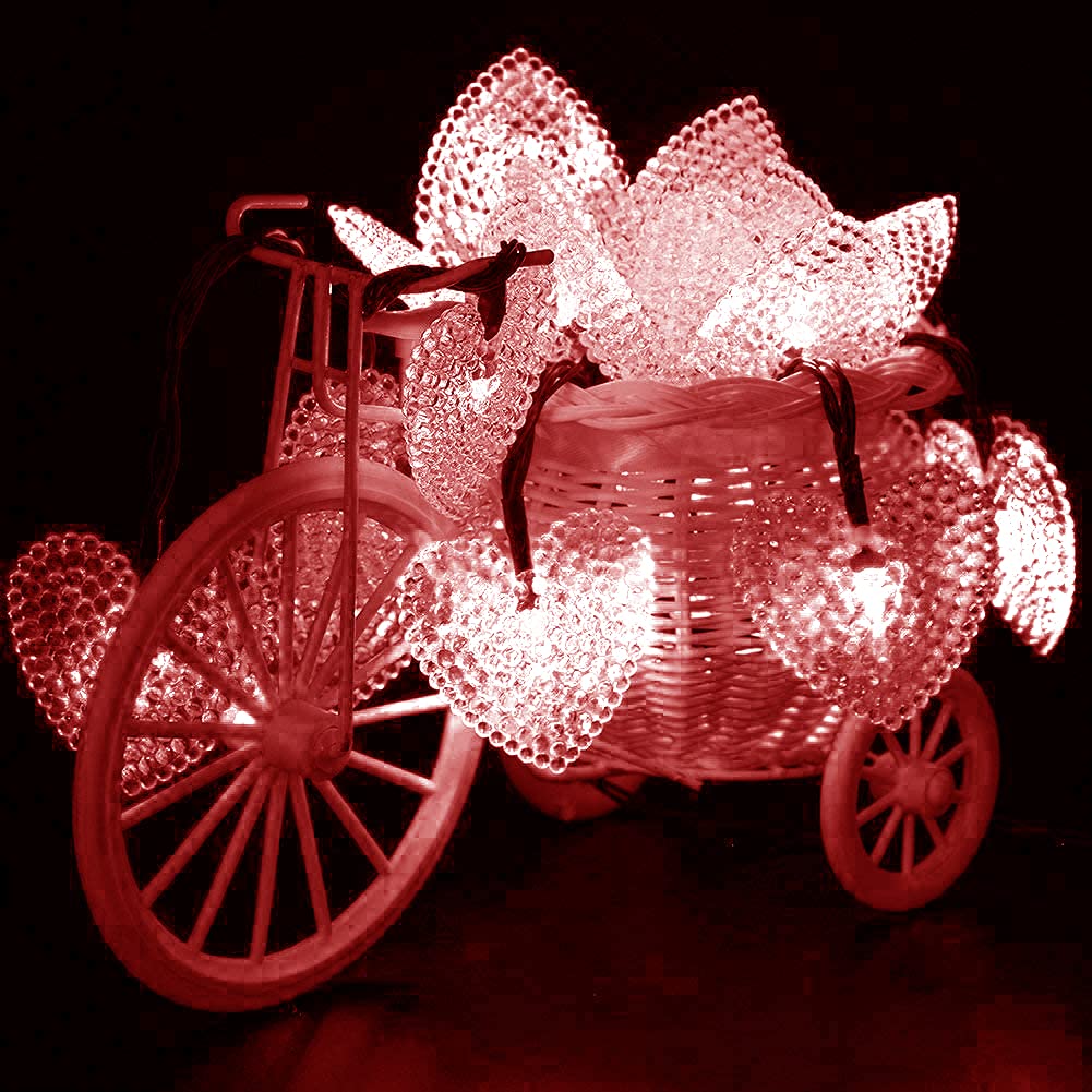 Solar Heart String Lights 20ft - Waterproof 30 LED Heart-Shaped Outdoor Lights with 8 Lighting Modes | Solar Powered Fairy Lights for Garden, Pathway, Wedding, Party & Christmas Decor (Red) - Perfect for Romantic Backyard, Patio and Holiday Decoration