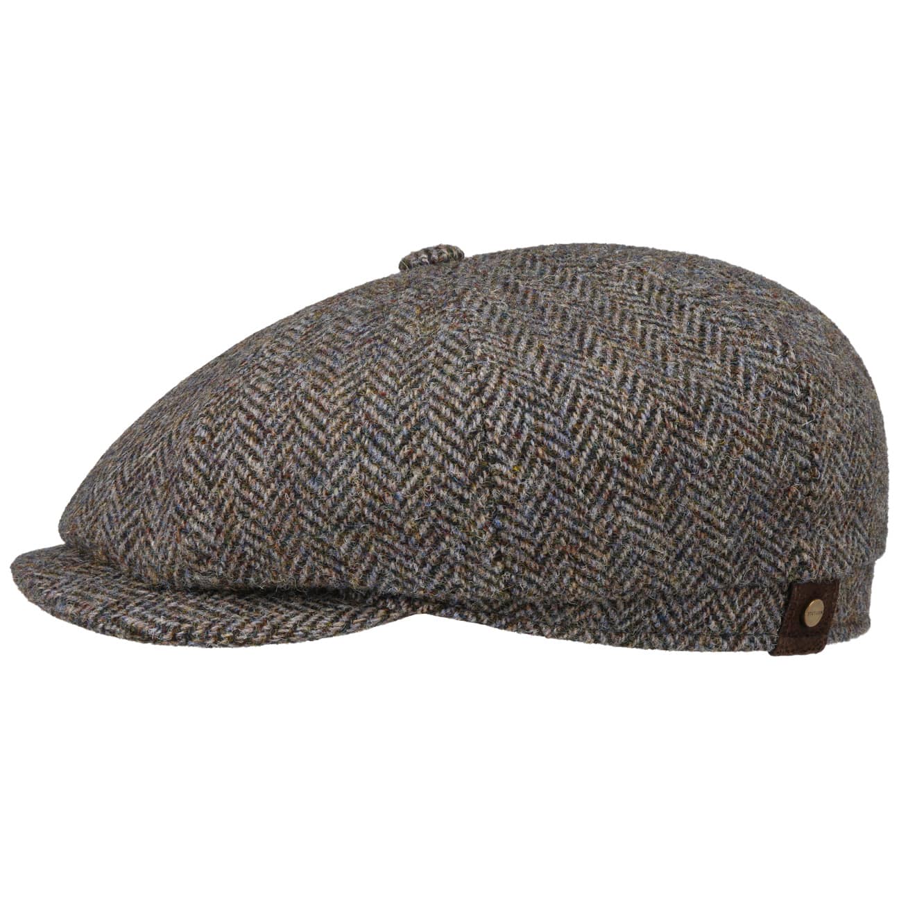 Stetson Hatteras Harris Tweed Herringbone Cap for Men - Classic Wool Flat Cap for Outdoor Activities & Casual Wear