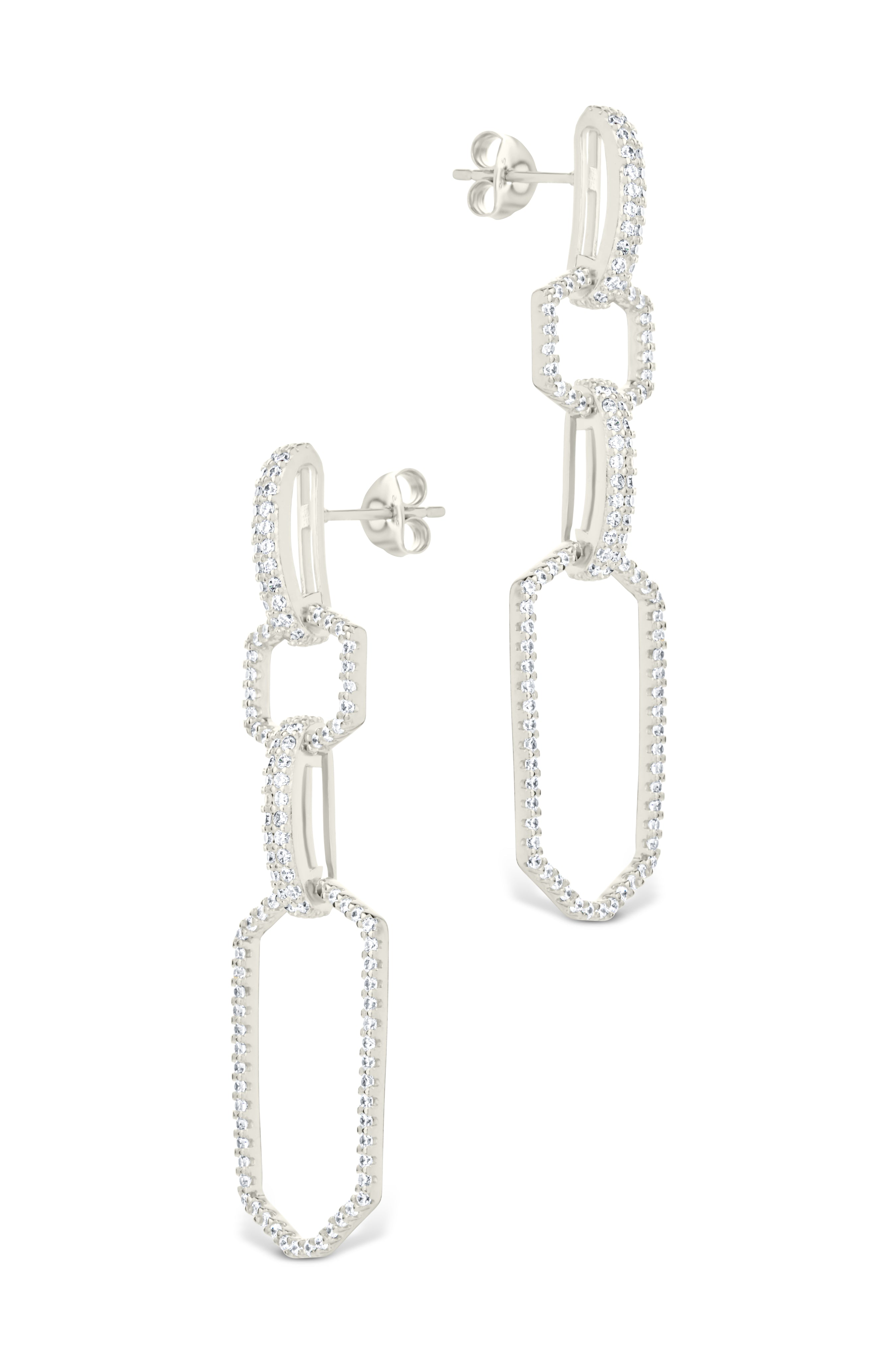 Harlene CZ Chain Link Drop Stud Earrings for Women - Sparkling Cubic Zirconia Dangle Earrings for Party, Wedding & Evening Wear