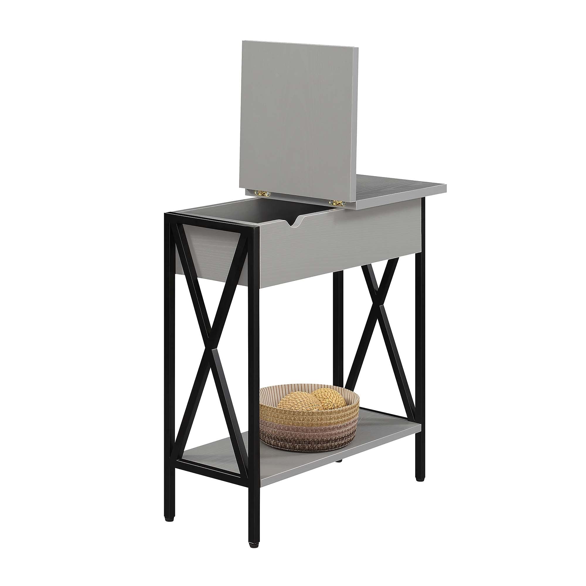 Convenience Concepts Tucson Flip Top End Table with USB Charging Station, 23.75