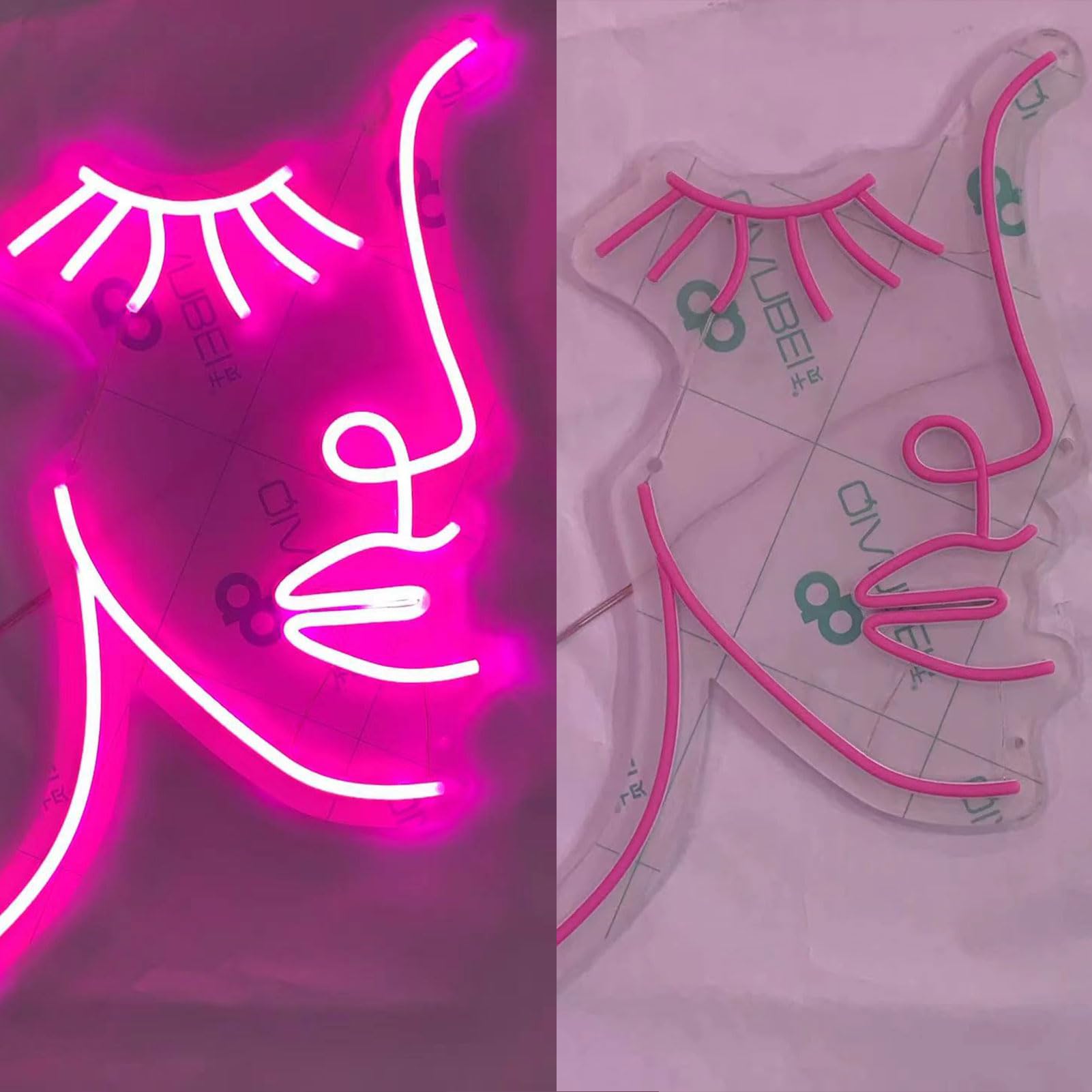 Stylish Lady Face LED Neon Sign - Aesthetic Wall Decor for Women, Girls Room & Party | Graphic Art Neon Lights for Living Room, Bedroom, Bar & Birthday Decorations | Perfect for Home, Office & Event Lighting