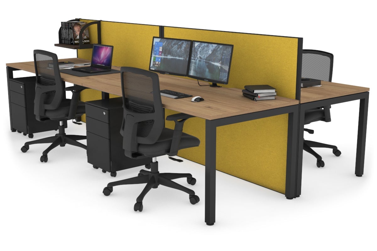 Horizon Quadro 4-Person Office Workstation Bench with Square Legs - 1200L x 800W Dimensions, Cable Management Scallop - Perfect for Collaborative Workspaces, Conference Rooms & Open Office Layouts