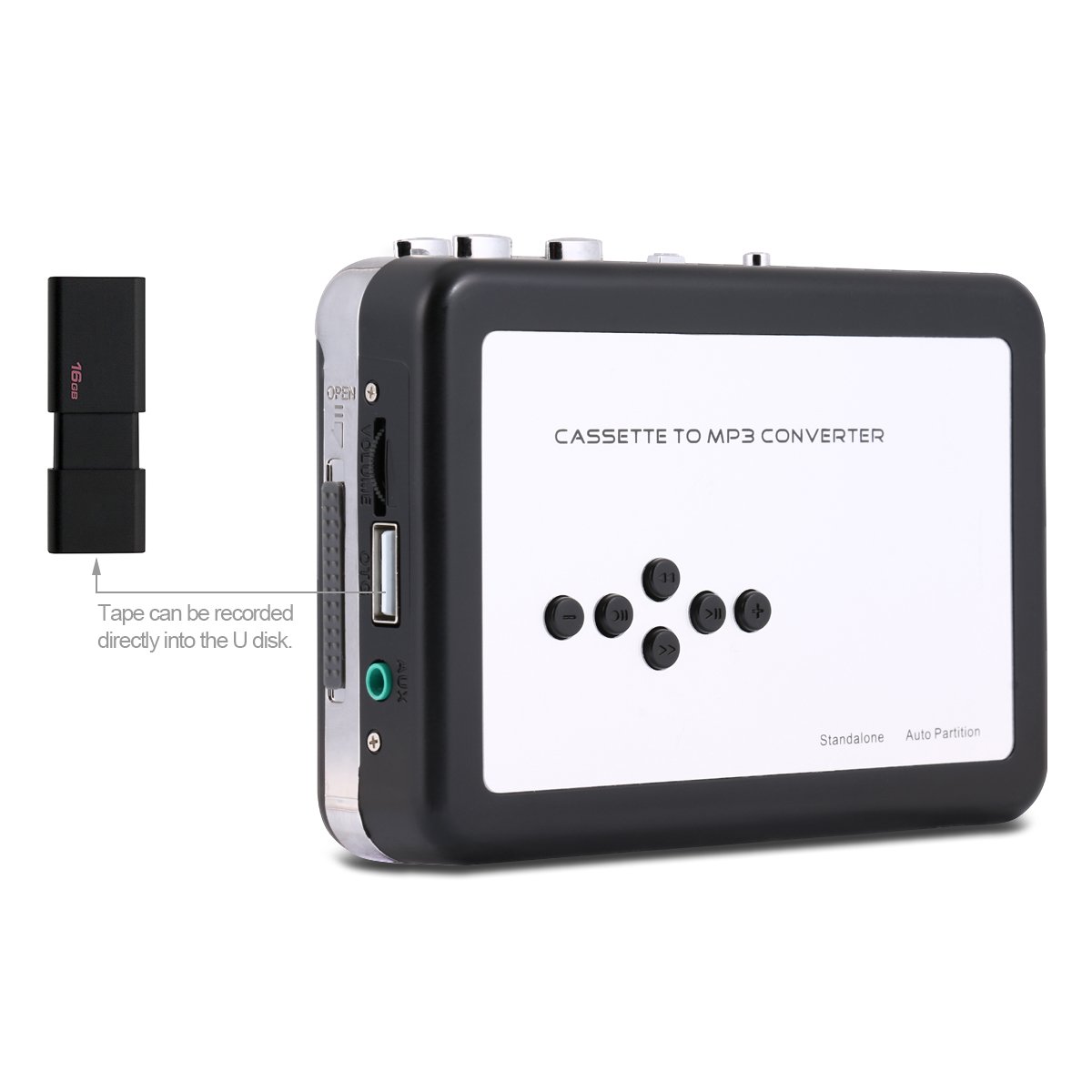 Reshow Portable Cassette Player - USB Cassette to MP3 Converter, Audio Music Tape to Digital Player with Headphone Jack (White) | Perfect for Digitizing Old Music Collections, Road Trips & Vintage Audio Enthusiasts