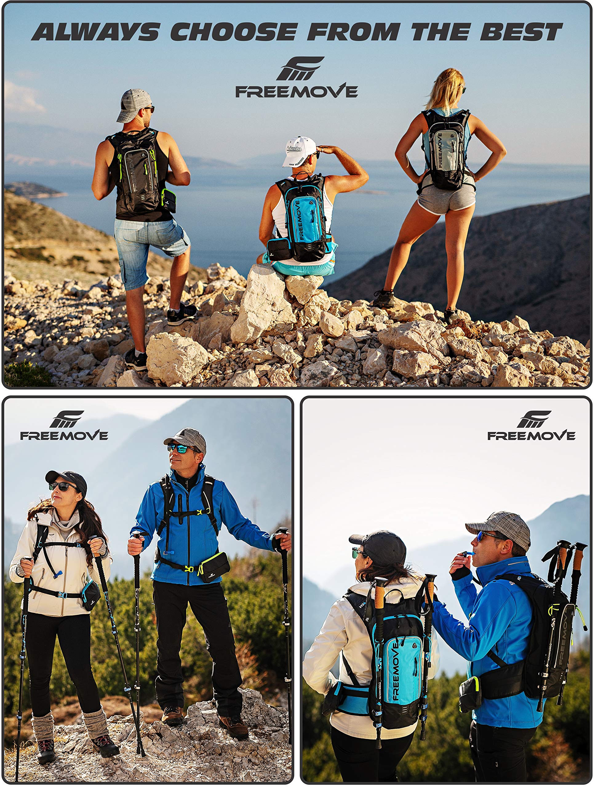 FREEMOVE 3-in-1 Hydration Water Backpack with 2L BPA-Free Bladder & Insulated Cooler - Lightweight Hydration Pack for Hiking, Cycling, Running & Outdoor Sports - Perfect for Camping, Fitness Training and Summer Adventures