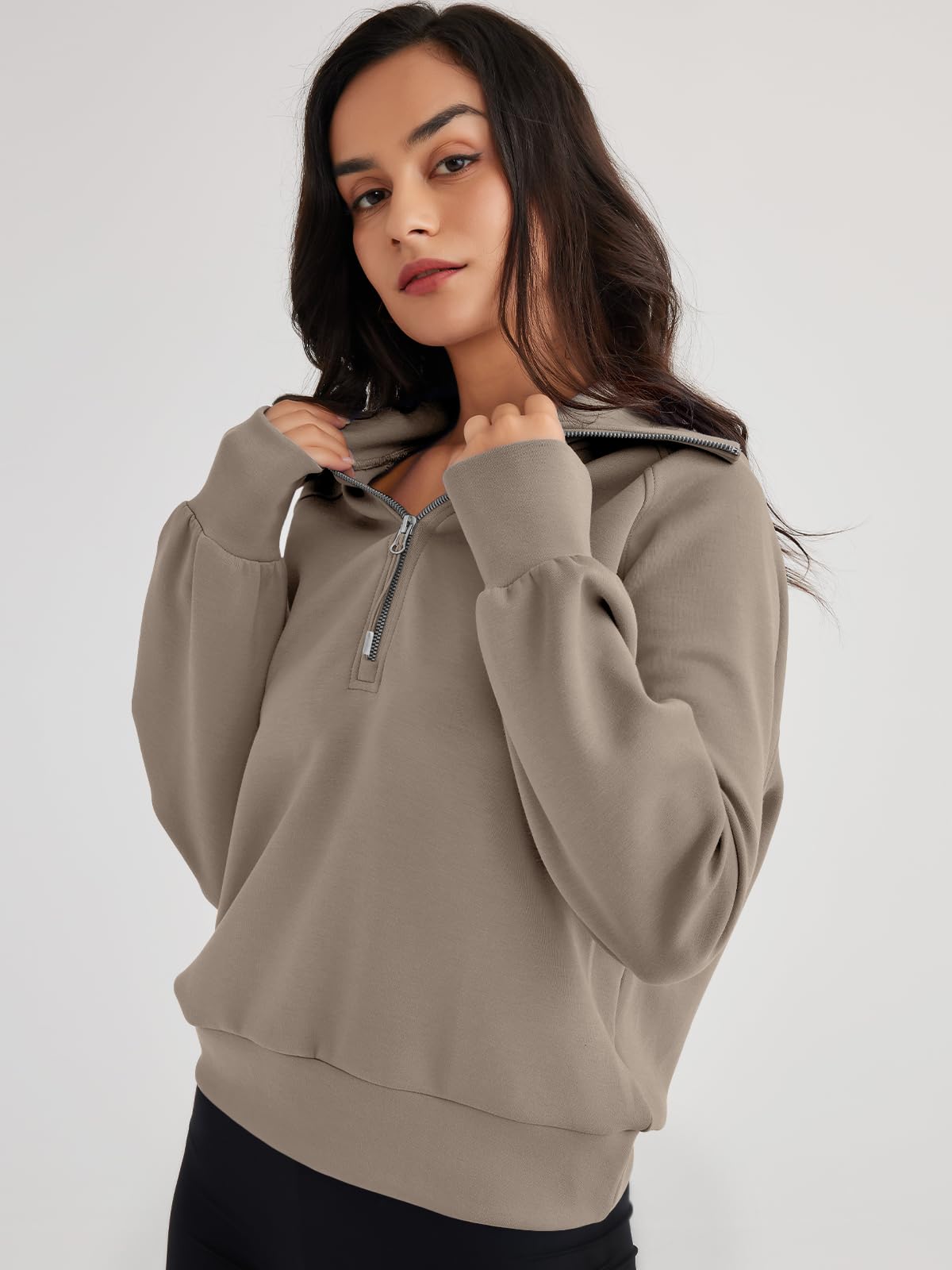 Trendy Queen Women's Oversized Half Zip Pullover Sweatshirt - Long Sleeve Quarter Zip Hoodie for Teen Girls | Y2K Fashion | Cozy Fall Outfit for School, Casual Wear & Street Style