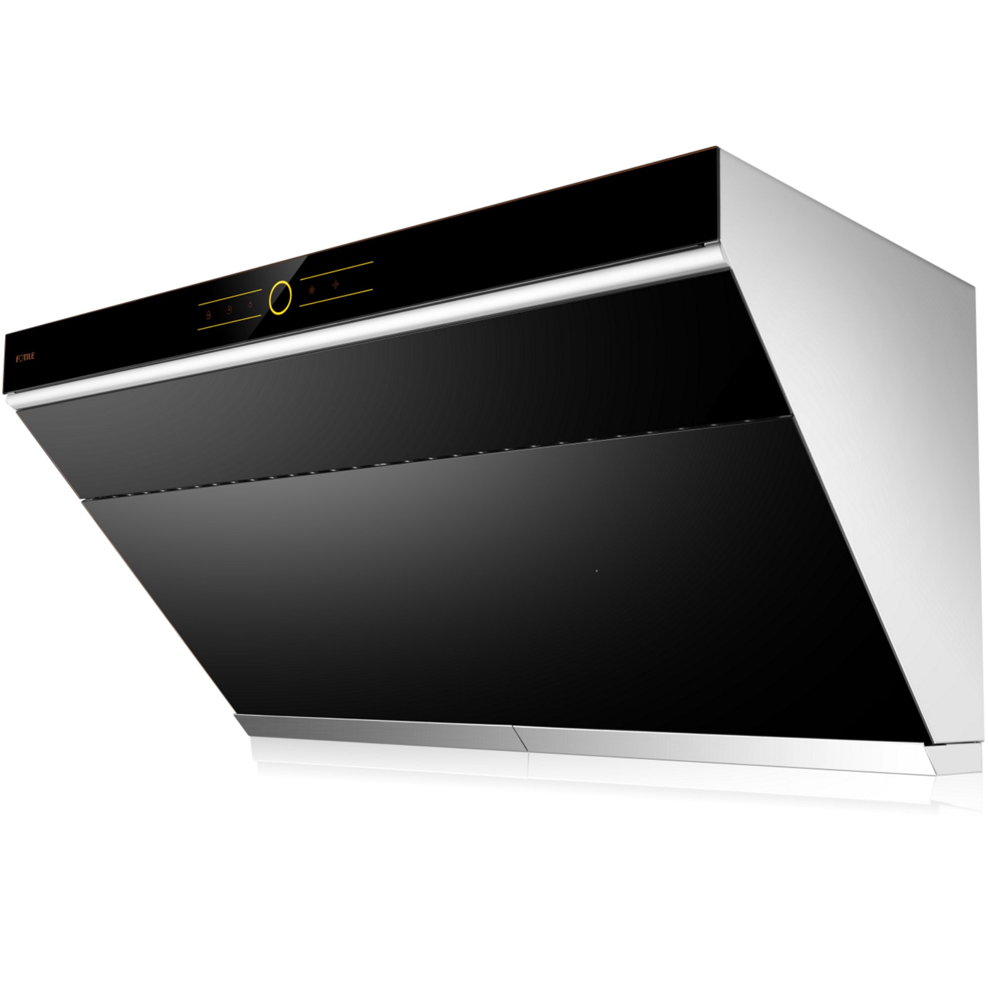 Fotile JQG9001 36-Inch 850 CFM Wall Mount Range Hood with Touchscreen - Onyx Black Tempered Glass Slant Vent for Modern Kitchens | Powerful Smoke & Odor Removal for Cooking, Grilling & Frying