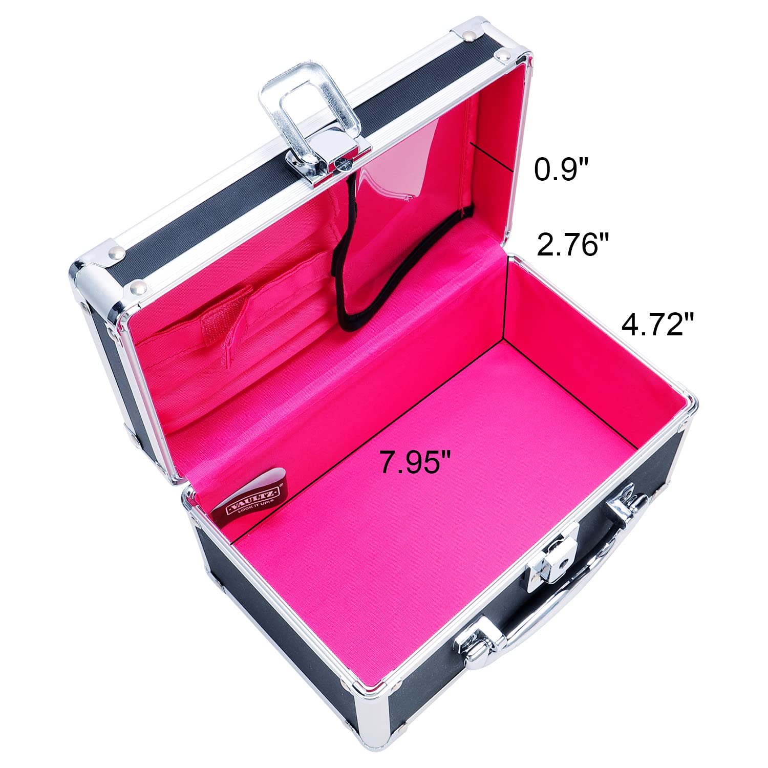 Vaultz Locking Mini Makeup Artist Case - Secure Travel Cosmetic Organizer with Key Lock, Black (VZ03741) | Perfect for Travel, Salon Professionals & Home Storage