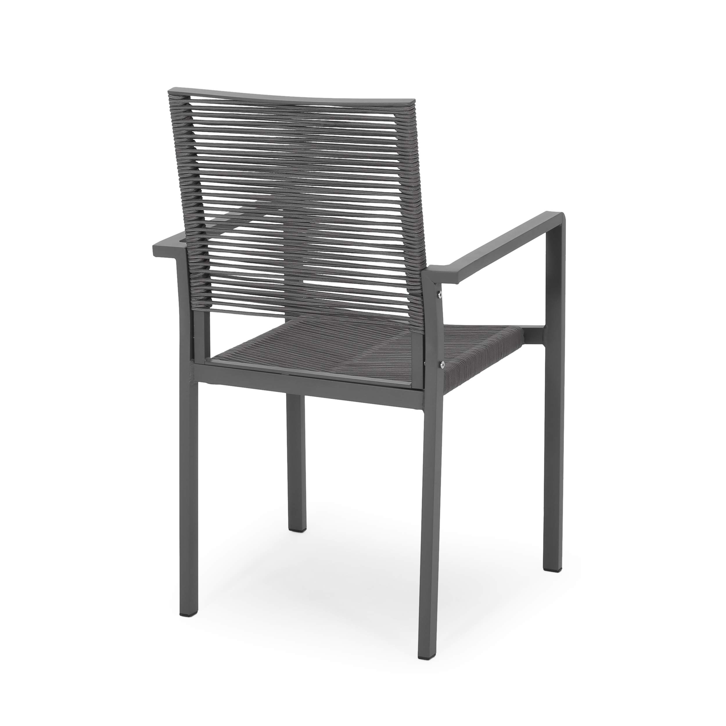 Modern 6-Seater Outdoor Aluminum Dining Set with Tempered Glass Table Top - Gray, Silver & Dark Gray | Weather-Resistant Patio Furniture for Backyard, Garden & Poolside Dining | GDFStudio