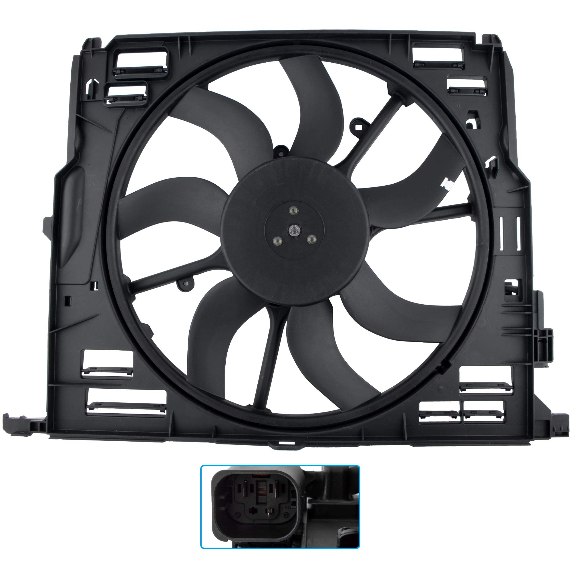 High-Performance BOXI Radiator Cooling Fan Assembly Compatible with BMW 528i 530i 535i xDrive 640i xDrive 740i 740Li xDrive F01 F02 F06 F10 F11 F12 (2009-2015) 3.0L l6 - OEM 17428509741 17427599493 17427802943 Replacement - Perfect for Engine Cooling & Overheating Prevention in Hot Weather & Heavy Traffic