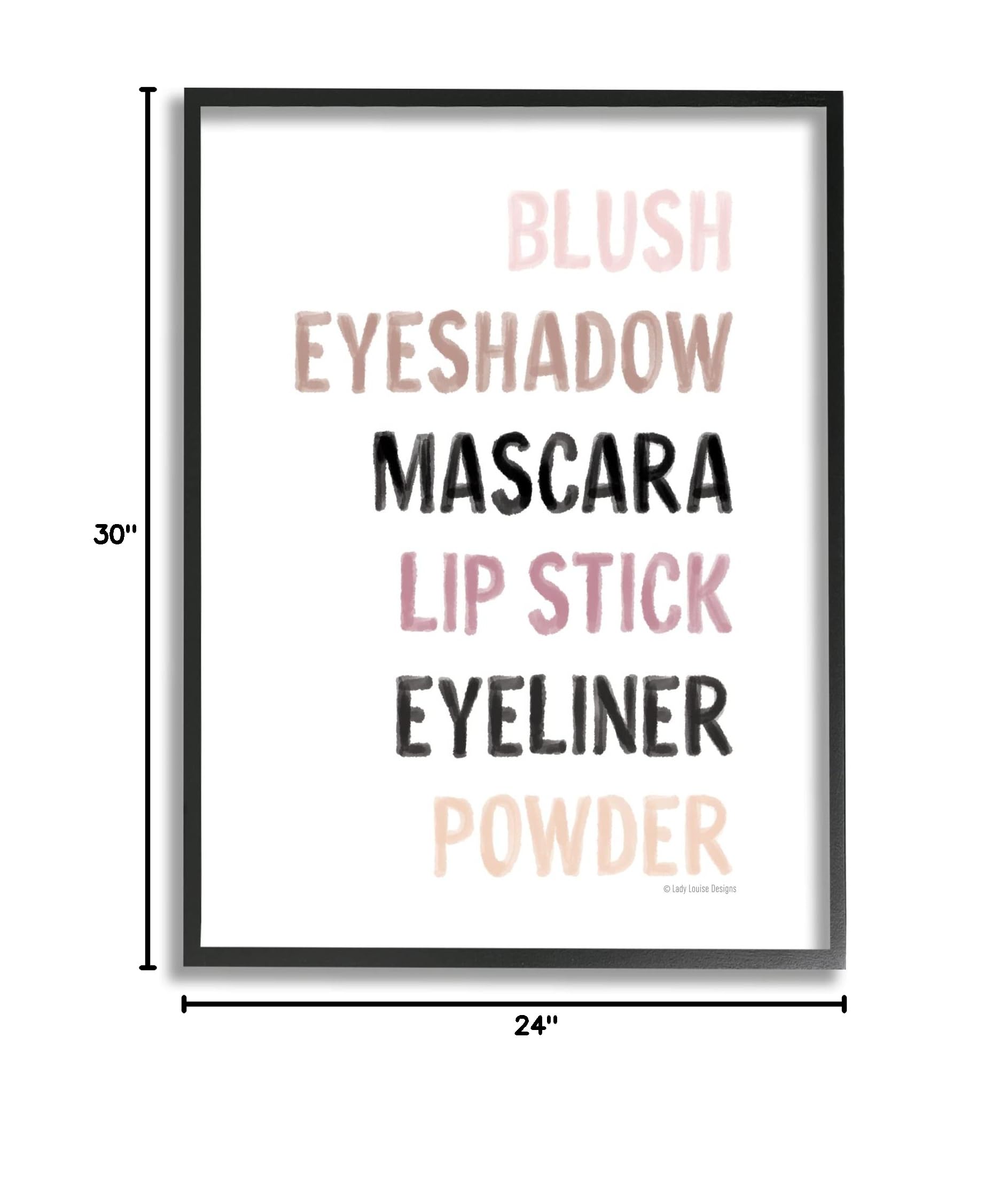 Stupell Industries Makeup Organizer - Blush, Mascara & Lipstick To-Do List Wall Art | Designed by Lady Louise Designs | Perfect for Vanity, Bathroom & Makeup Lover Gifts