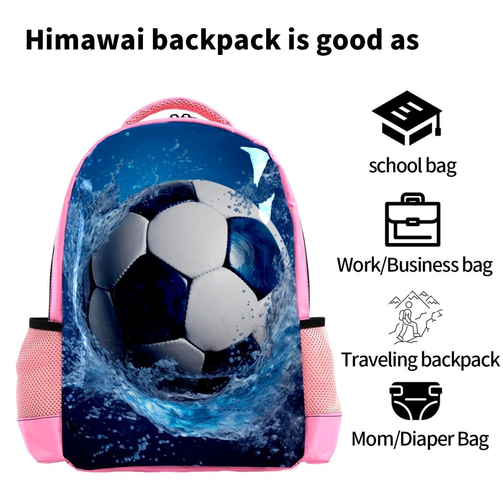 Men's & Women's Travel Backpack - Durable Blue Ocean Design Waterproof Football Backpack for Hiking, Gym & Daily Commute