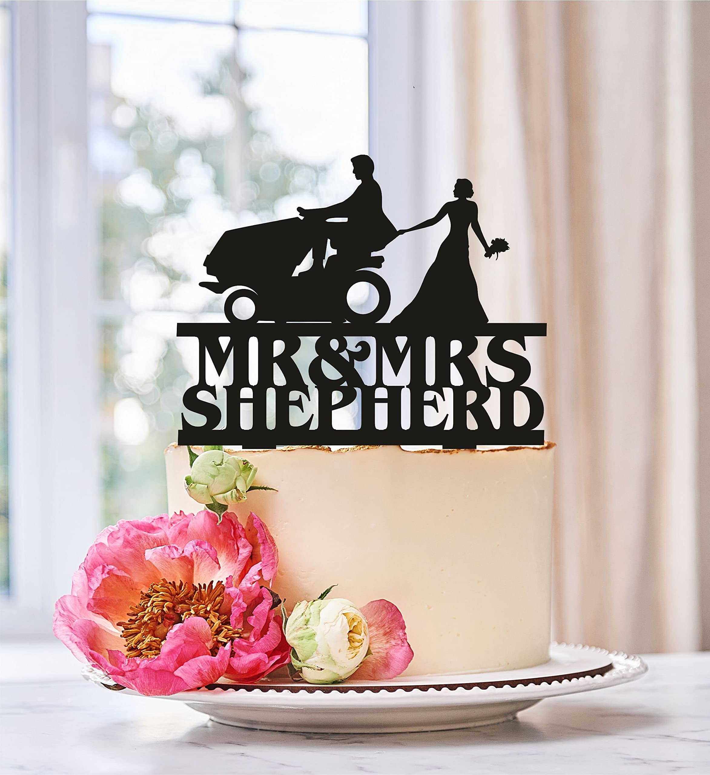 Personalized Lawn Mower Wedding Cake Topper - Funny Grass Cutting Cake Decoration for Outdoor & Gardening Themed Weddings
