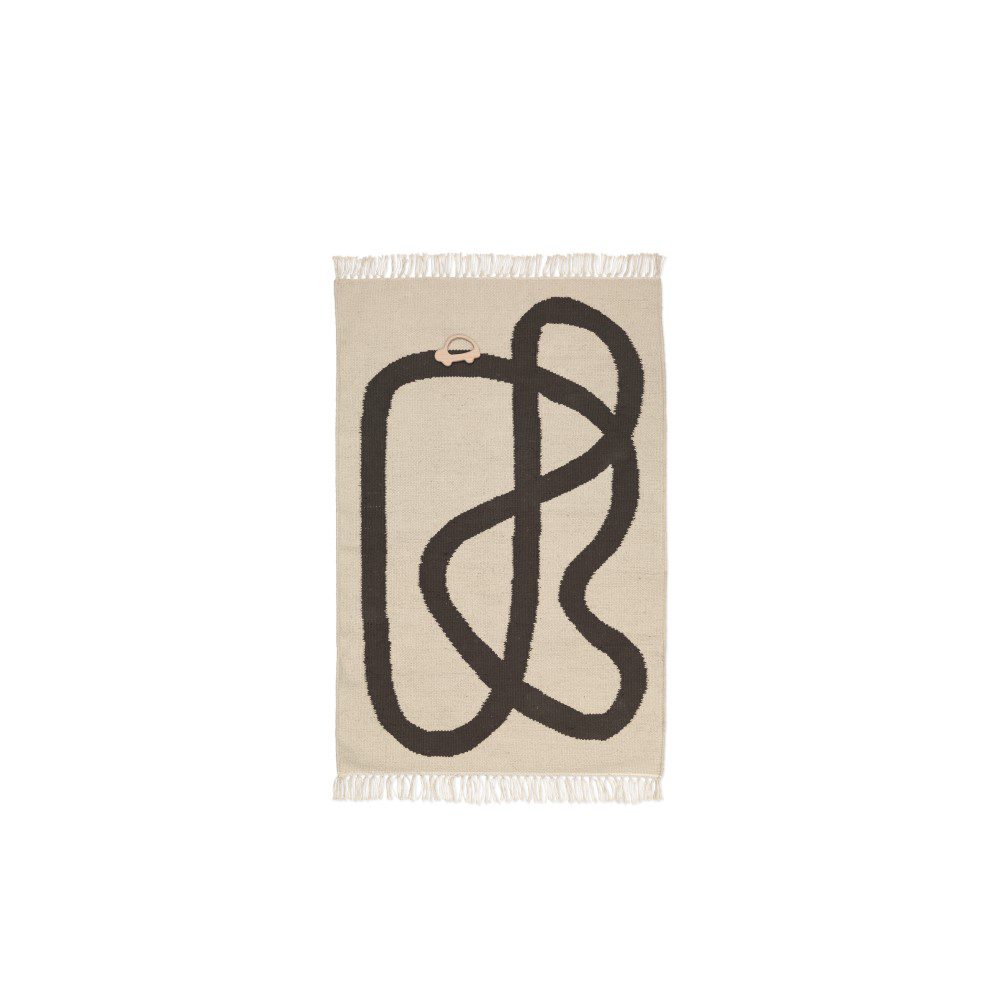 FERM LIVING Lane Rug - Soft and Stylish Off White & Chocolate Brown Area Rug, 70x105cm (2.3x3.4ft) - Perfect for Living Room, Bedroom, or Nursery Decor