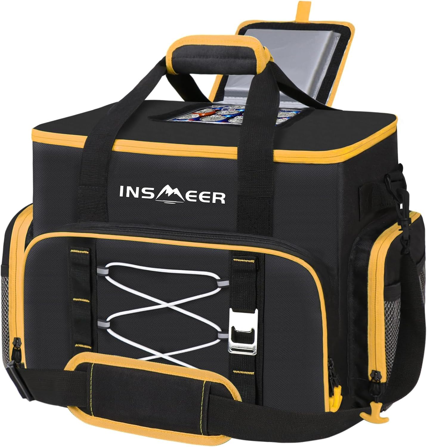 NSMEER 60 Cans/45L Large Insulated Soft Side Cooler Bag with Hard-Bottom - 100% Leak-Proof, Portable & Collapsible - Perfect for Camping, Beach, Picnic, Grocery Shopping, Road Trips & Outdoor Adventures