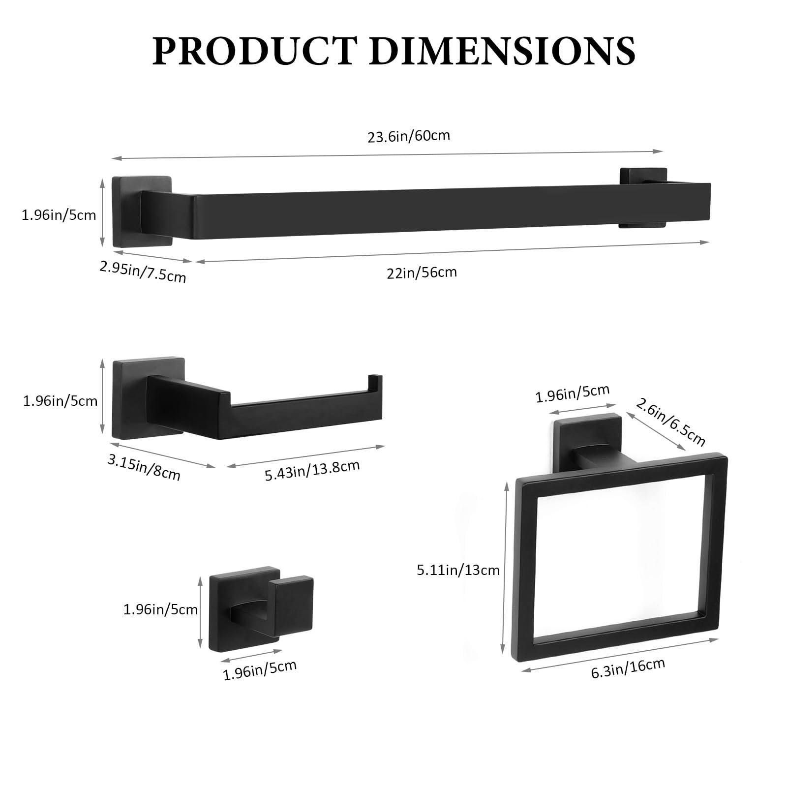10-Piece Matte Black Bathroom Hardware Set - 24