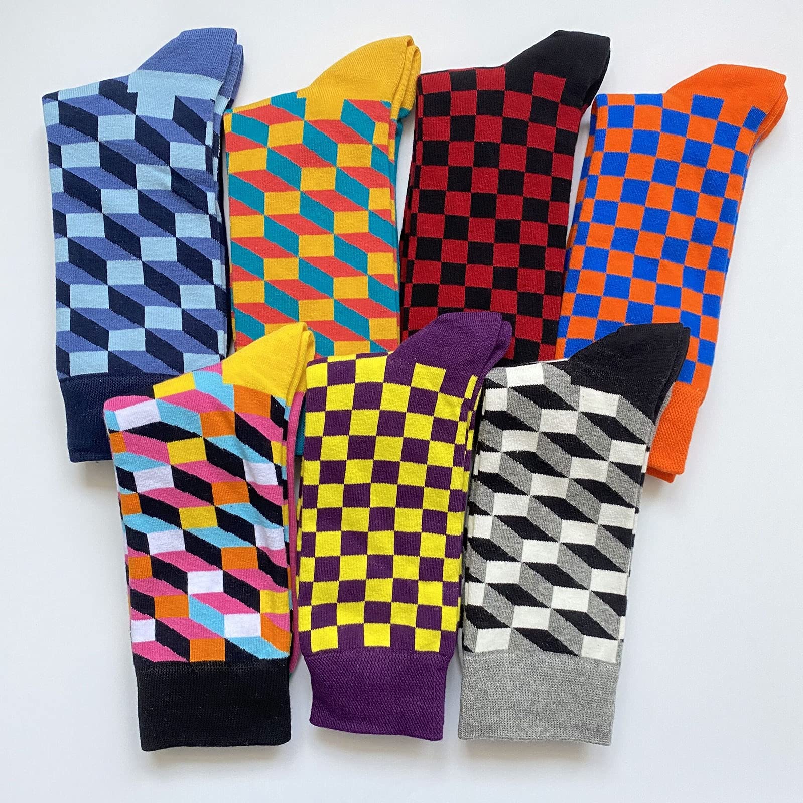 Men's Colorful Funny Novelty Cotton Crew Socks Pack - Funky Art Dress Socks for Casual Wear, Gifts & Costume Parties