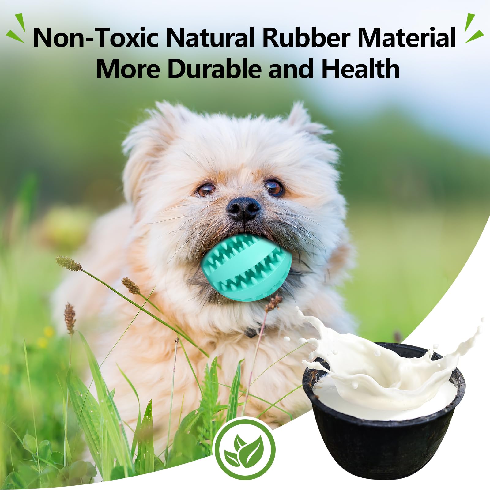 Durable Dog Chew Toys for Teething Puppies - 2 Pack Rubber Treat Dispensing Ball for Small & Medium Breeds - Boredom Relief, Brain Stimulation & Indoor Play - Perfect for Teething, Chewing & Training