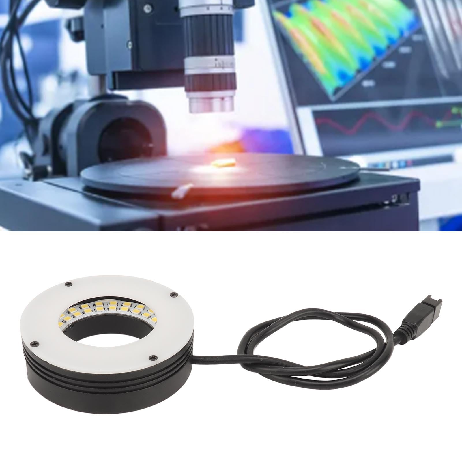 LED Ring Light for Stereo Microscopes - Bright & Focused Illuminator with 0° Angle - Perfect for Small Lathes, Jewelry Making & PCB Inspection