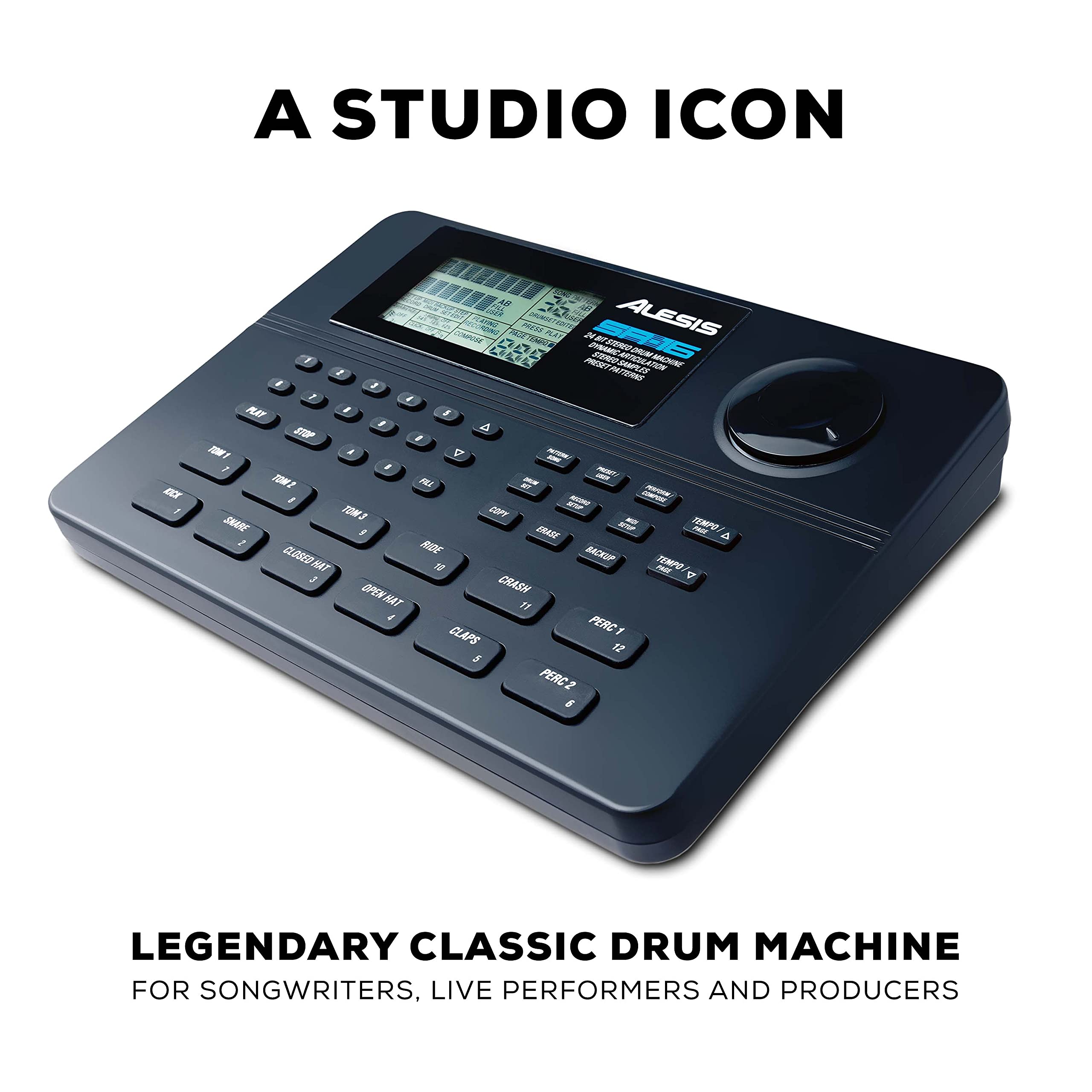 Alesis SR-16 Professional Drum Machine - Standalone Electronic Drum Kit with 233 Onboard Sounds, Built-In Effects & MIDI I/O for Music Production, Live Performance & Studio Recording