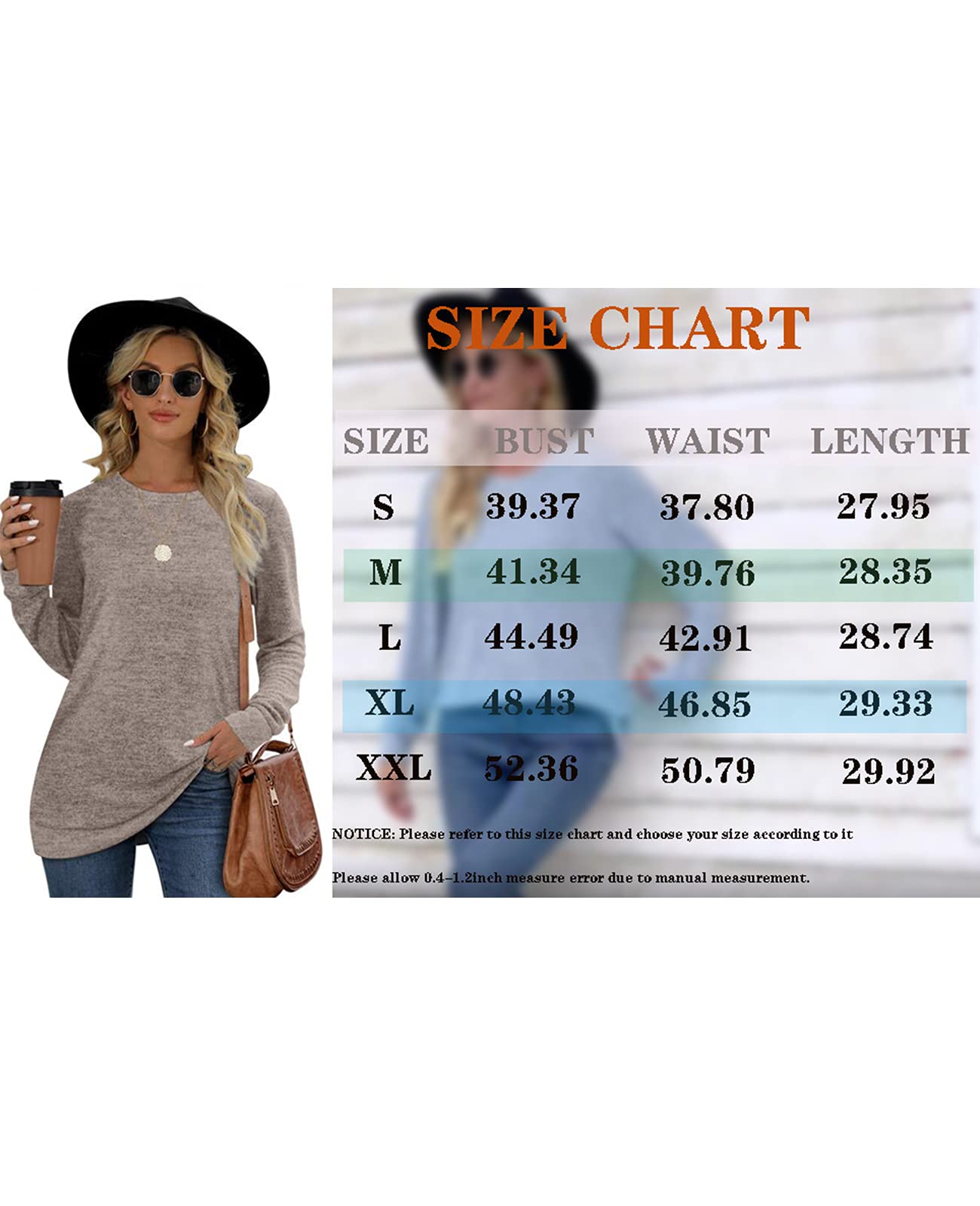 OFEEFAN Women's Crew Neck Long Sleeve Sweatshirt - Plain Casual Pullover Top for Everyday Wear | Perfect for Lounging, Running Errands & Weekend Outfits