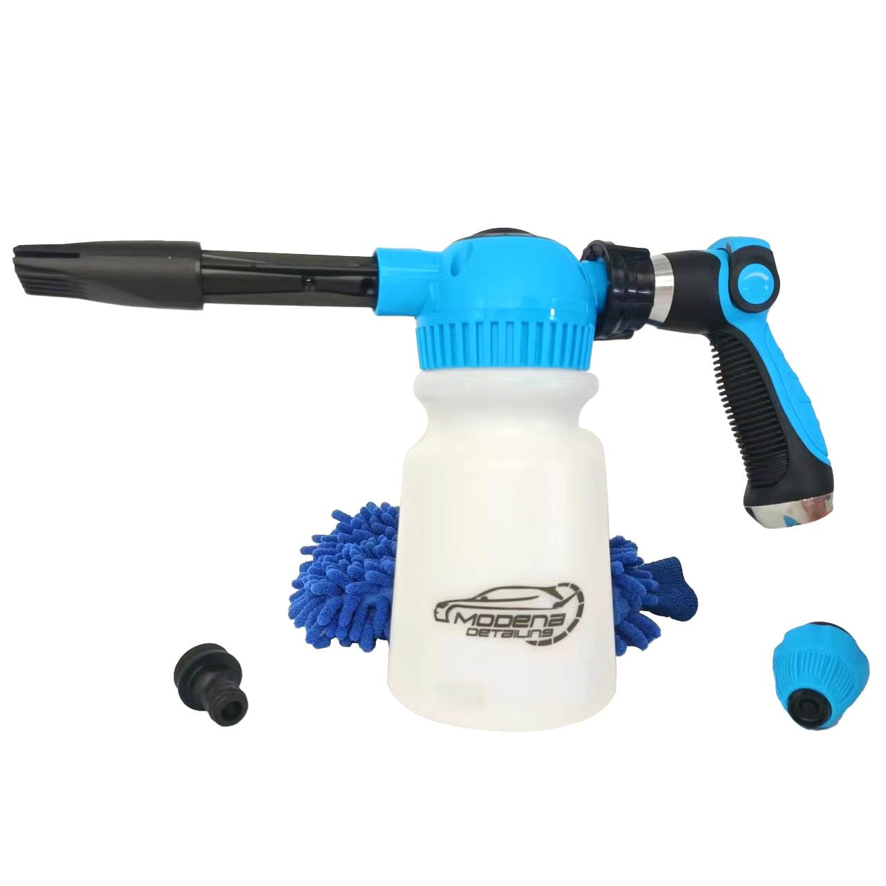 Premium Car Wash Foam Cannon & Microfiber Mitt Kit - High Pressure Foam Sprayer with Garden Hose Attachment - Auto Detailing Accessories for Deep Cleaning - Perfect for Sedans, SUVs, Trucks & Motorcycles (Blue)