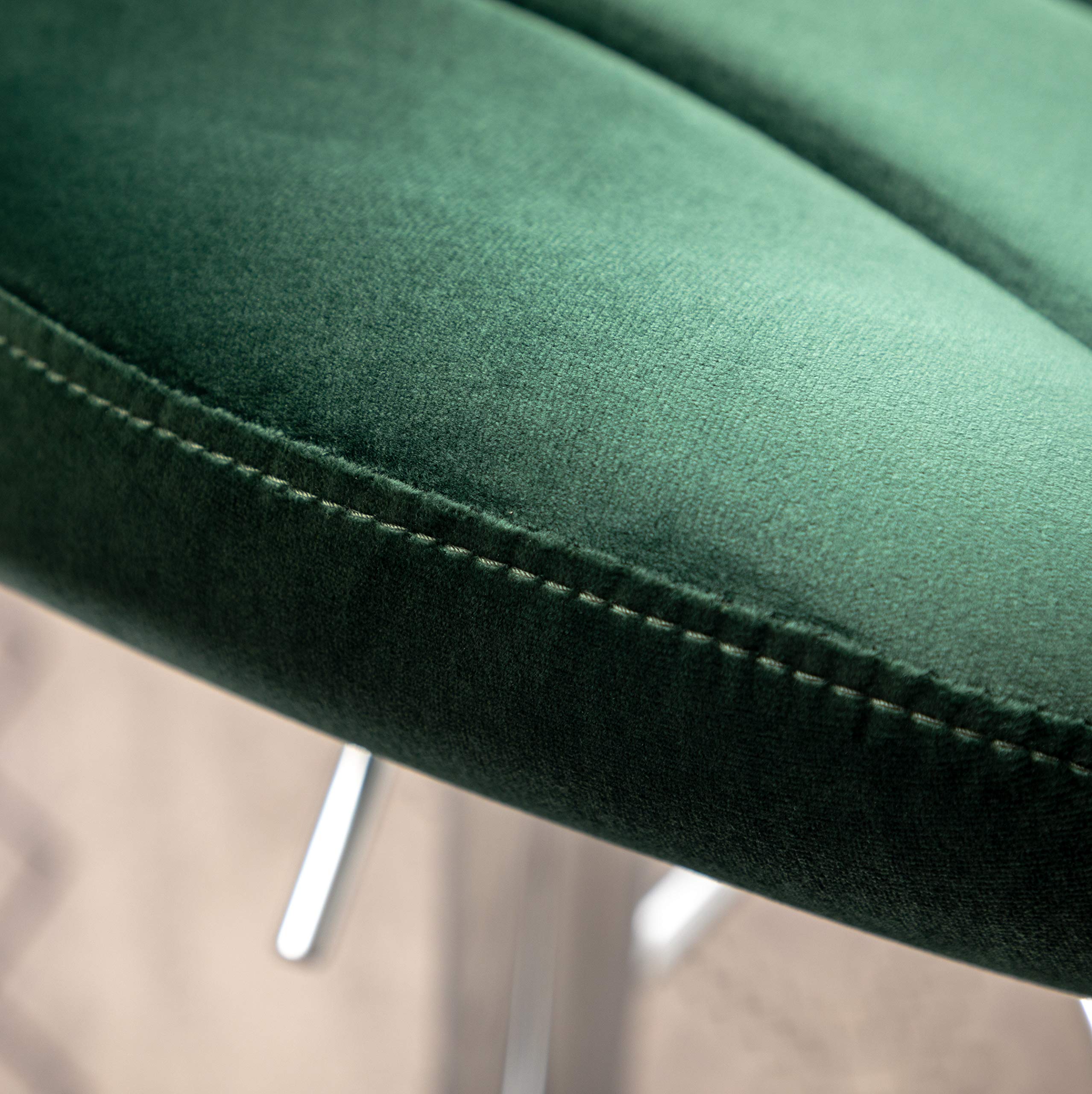 Roundhill Furniture Ellston Velvet Adjustable Swivel Bar Stools - Set of 2, Green Velvet Upholstery, Counter Height Stools for Kitchen Island, Bar or Breakfast Nook