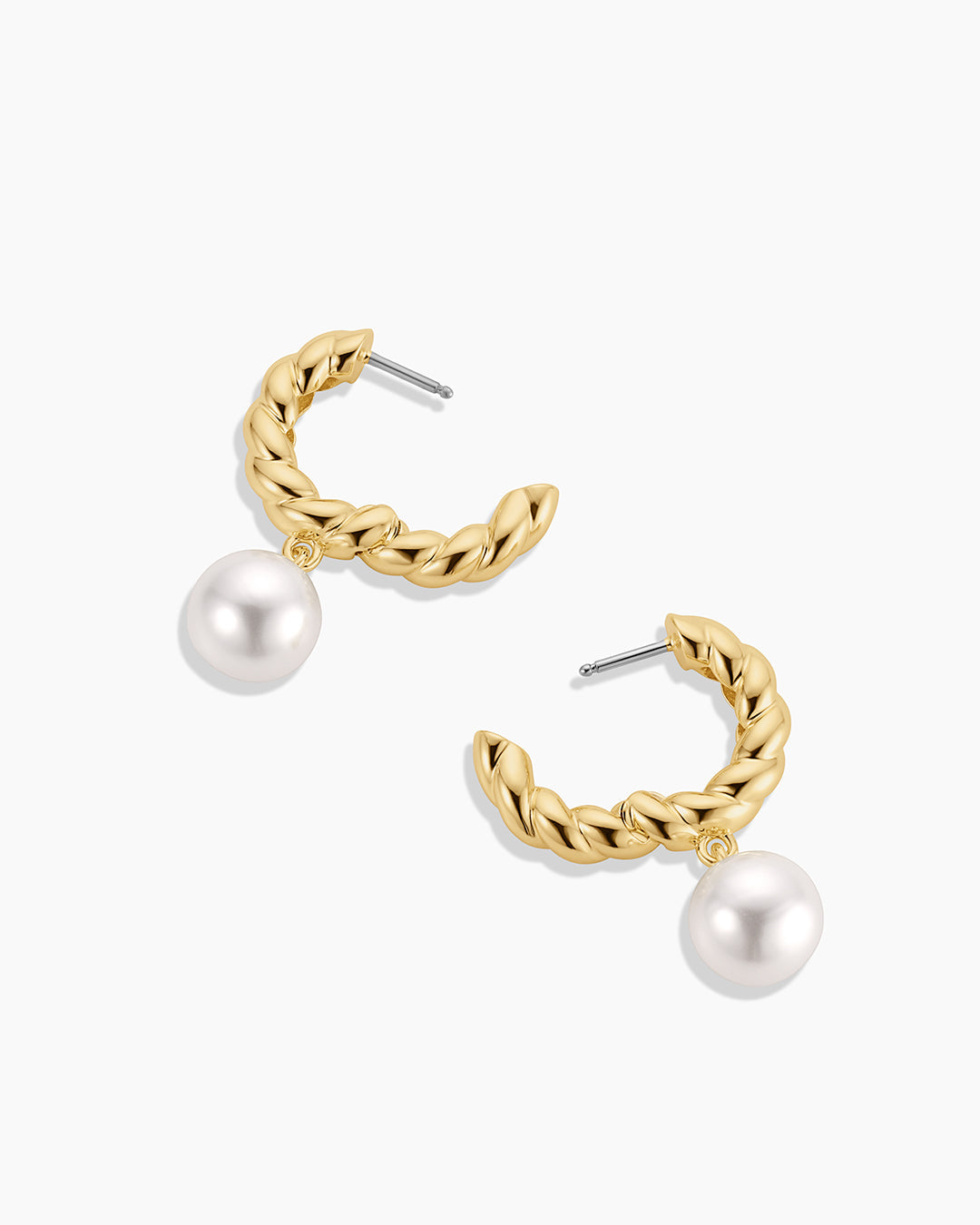 Pearl Crew Hoop Earrings for Women - Classic Gold & Silver Hoop Earrings for Everyday Wear | Perfect for Office, Party & Casual Outfits