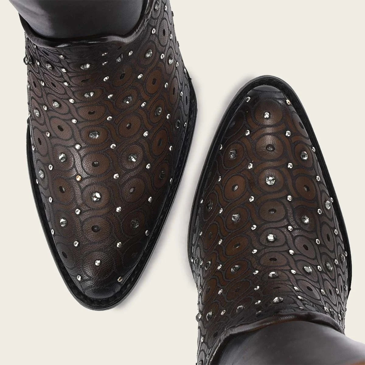 3F0BRS Women's Cuadra Chocolate Studded Tall Boots - Stylish Knee-High Leather Boots for Fall & Winter Fashion, Date Night & Office Wear